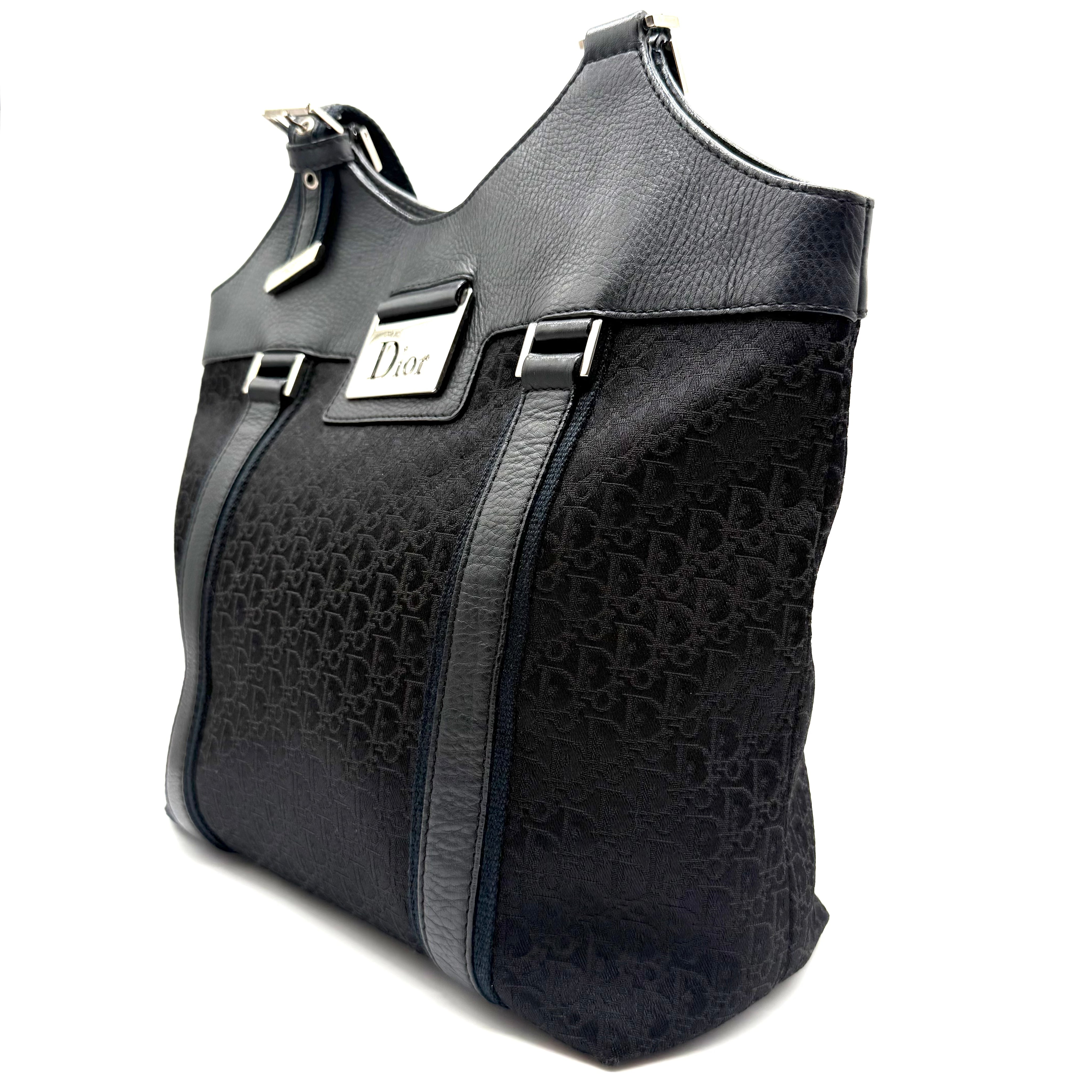 Dior | Street Chic Trotter Tote Bag | Black Oblique Jacquard and Leather | Silver-Tone Hardware