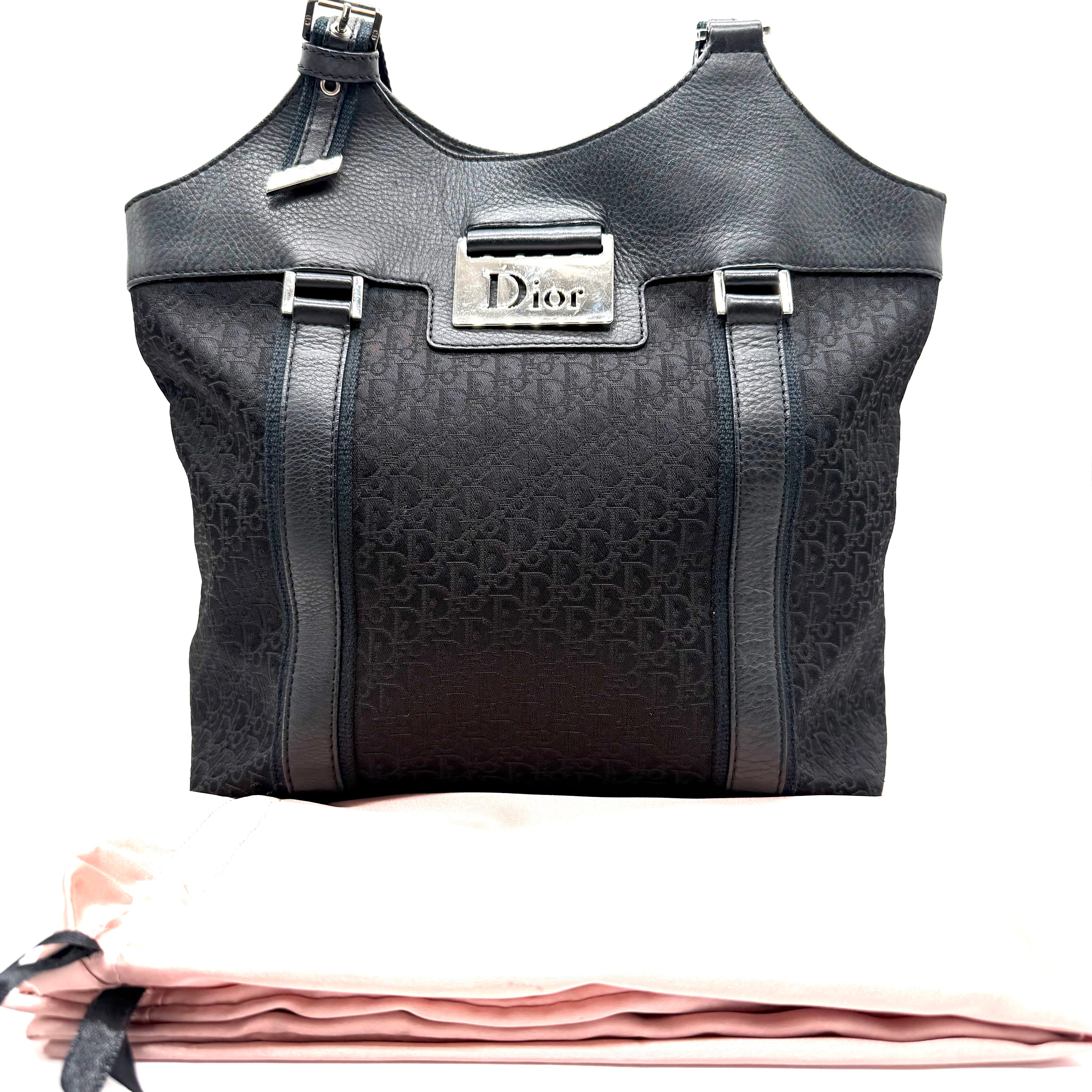 Dior | Street Chic Trotter Tote Bag | Black Oblique Jacquard and Leather | Silver-Tone Hardware
