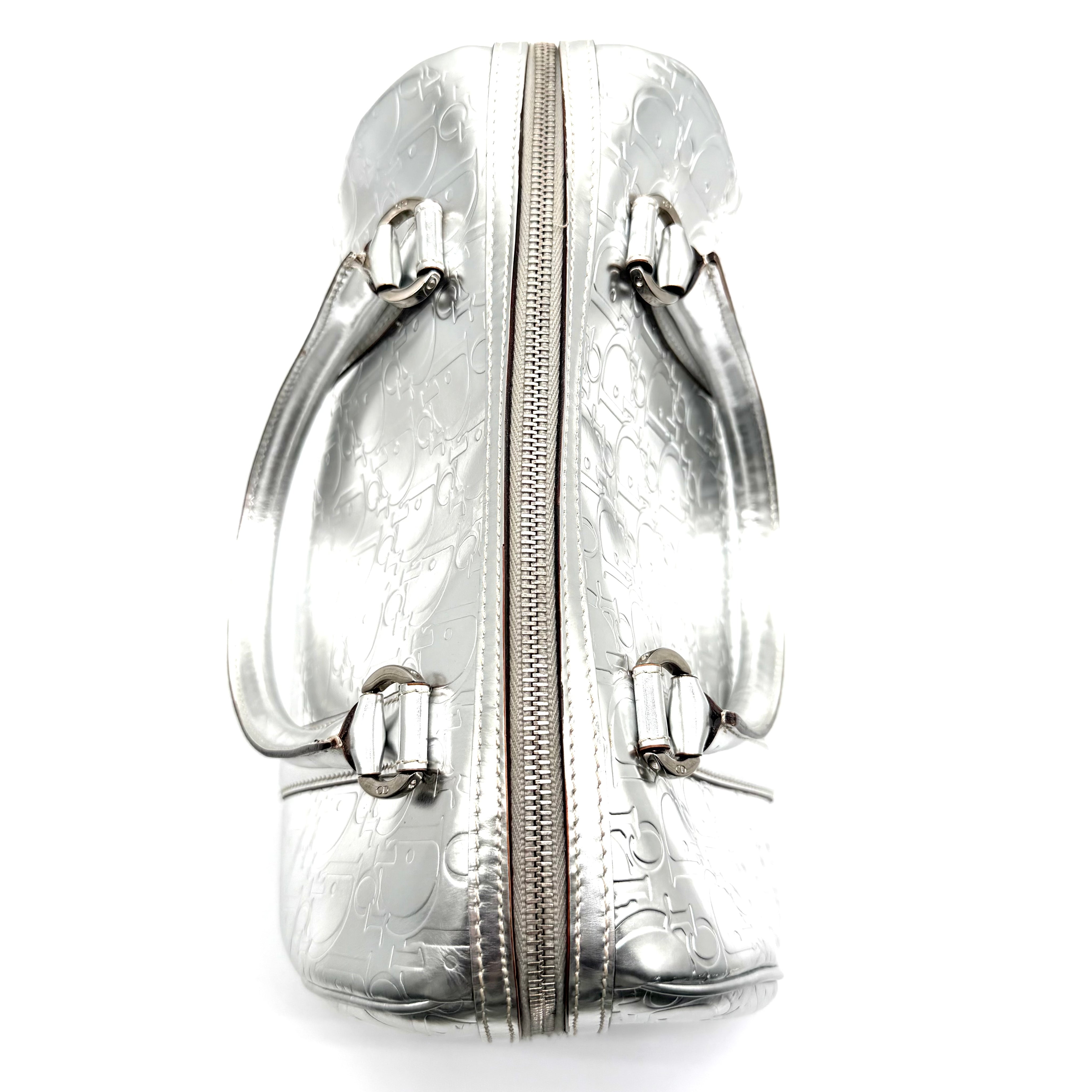 Dior | Diorissimo Boston Bag | Metallic Silver Leather | Silver-Tone Hardware