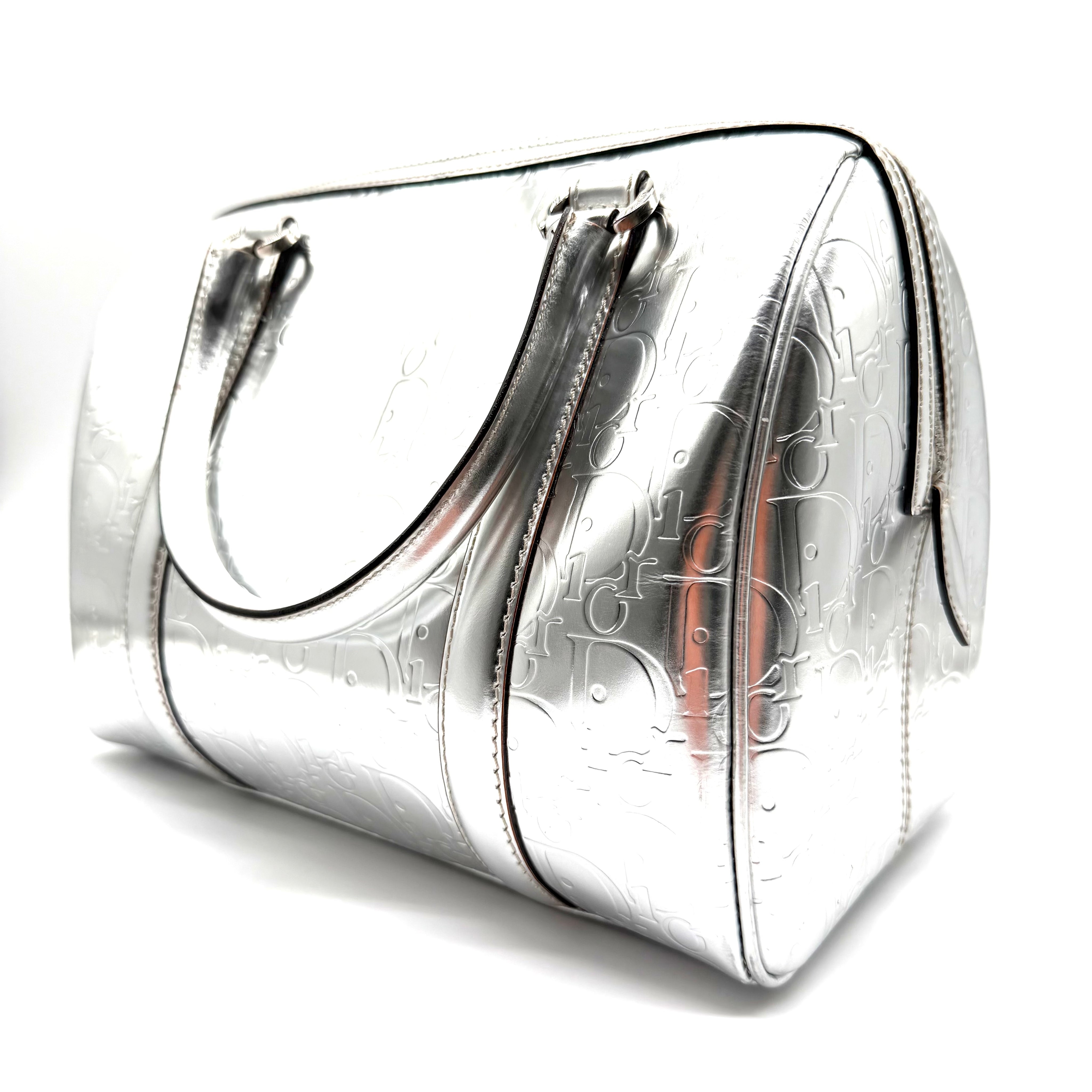 Dior | Diorissimo Boston Bag | Metallic Silver Leather | Silver-Tone Hardware