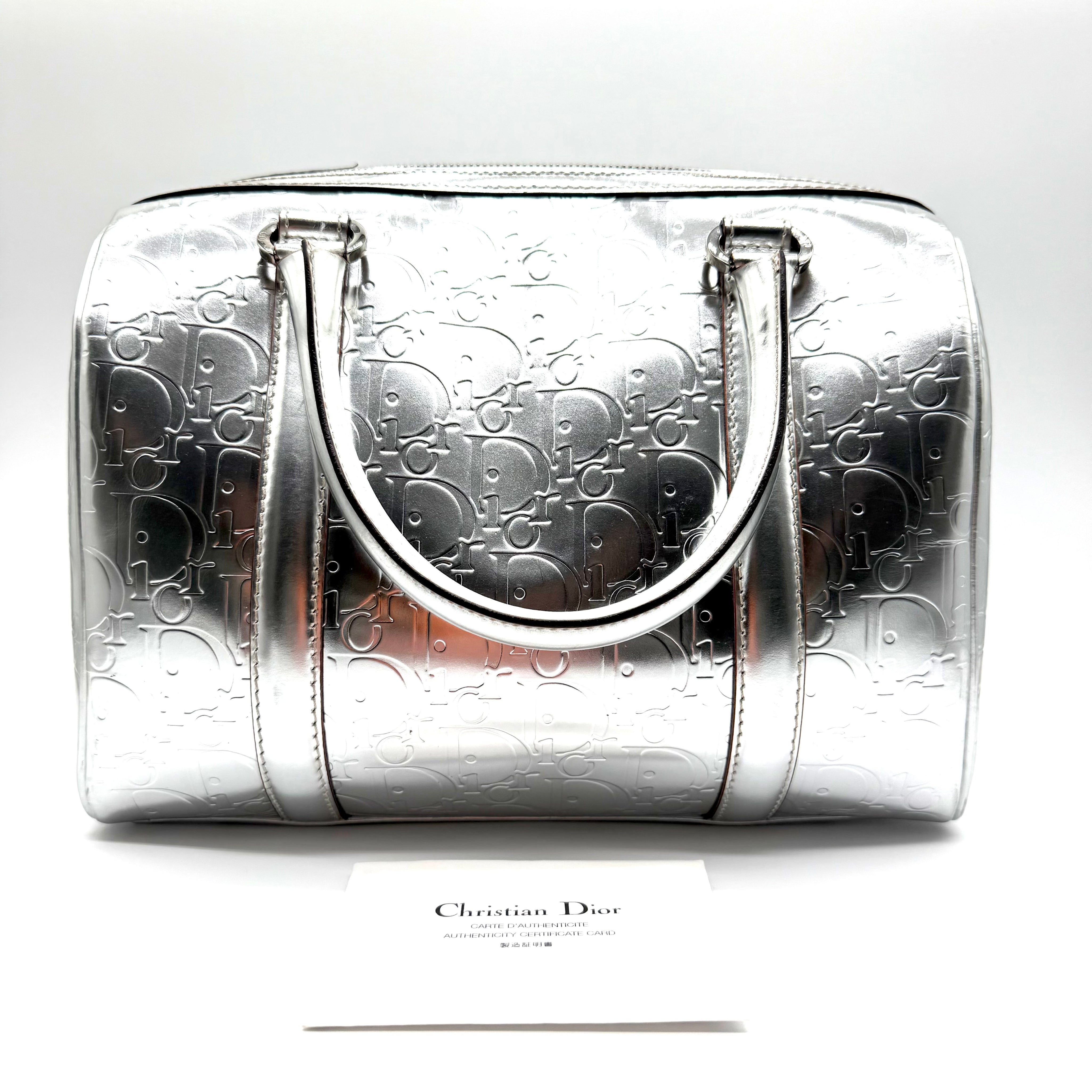 Dior | Diorissimo Boston Bag | Metallic Silver Leather | Silver-Tone Hardware