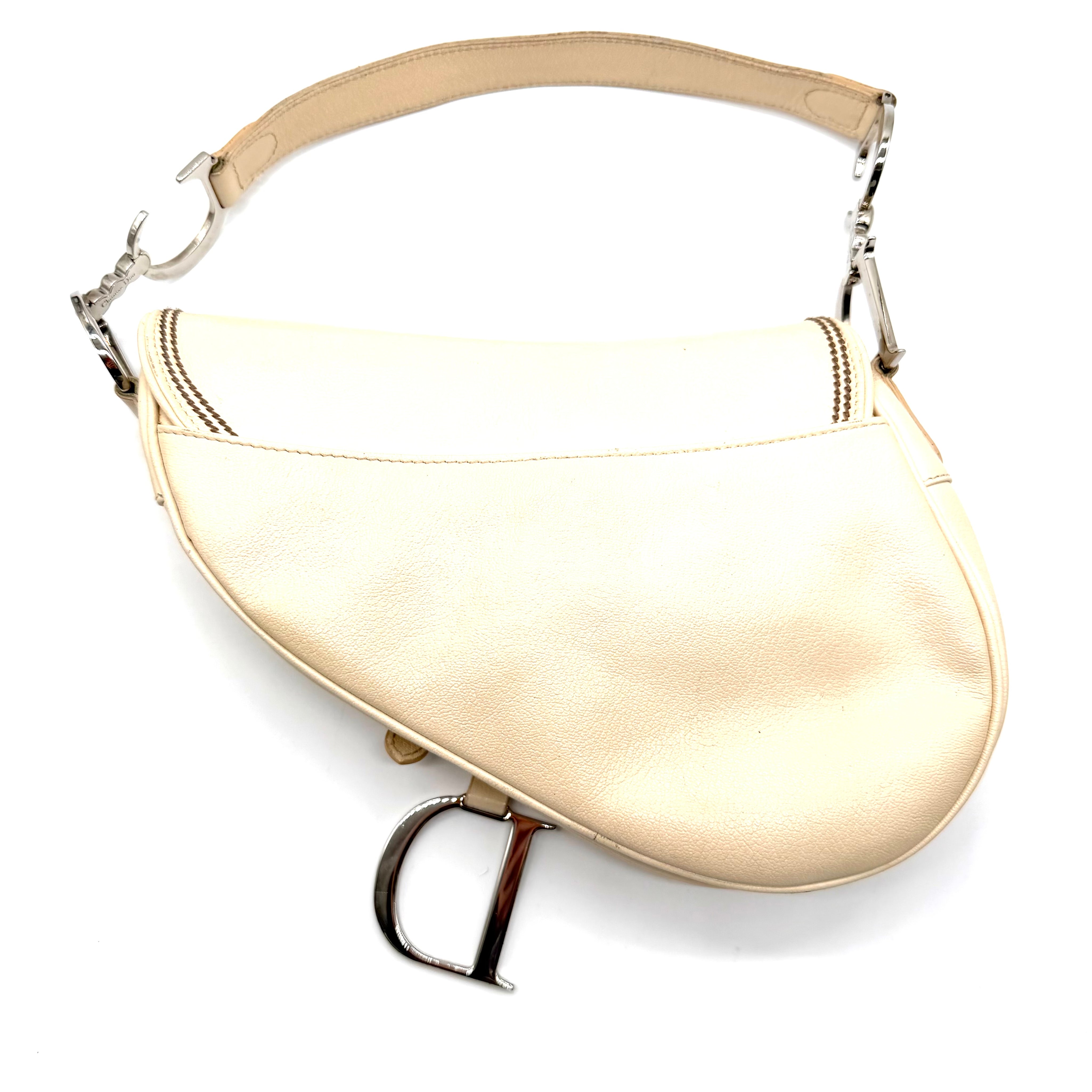 Dior | Saddle Shoulder Bag | Cream Leather | Silver-Tone Hardware