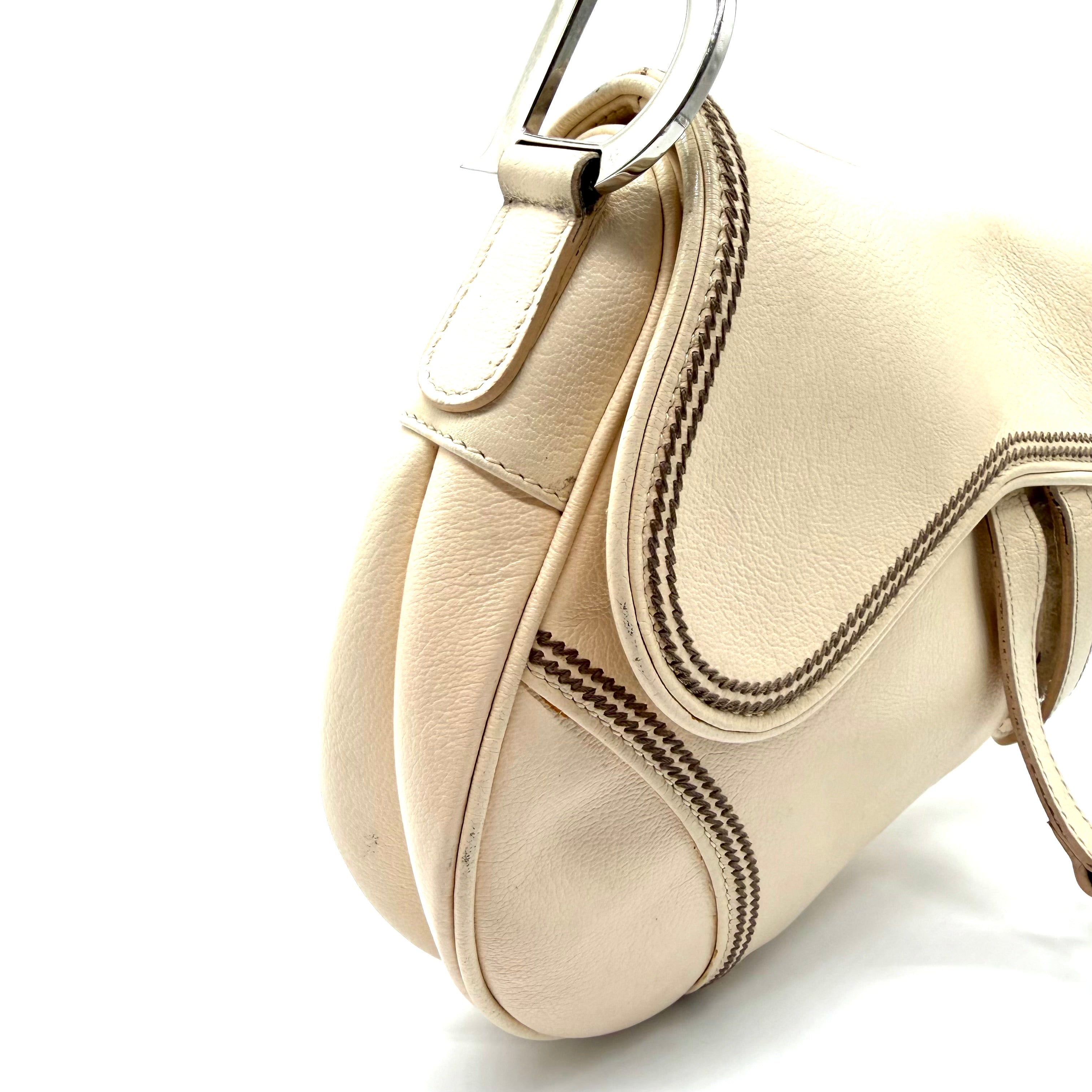 Dior | Saddle Shoulder Bag | Cream Leather | Silver-Tone Hardware