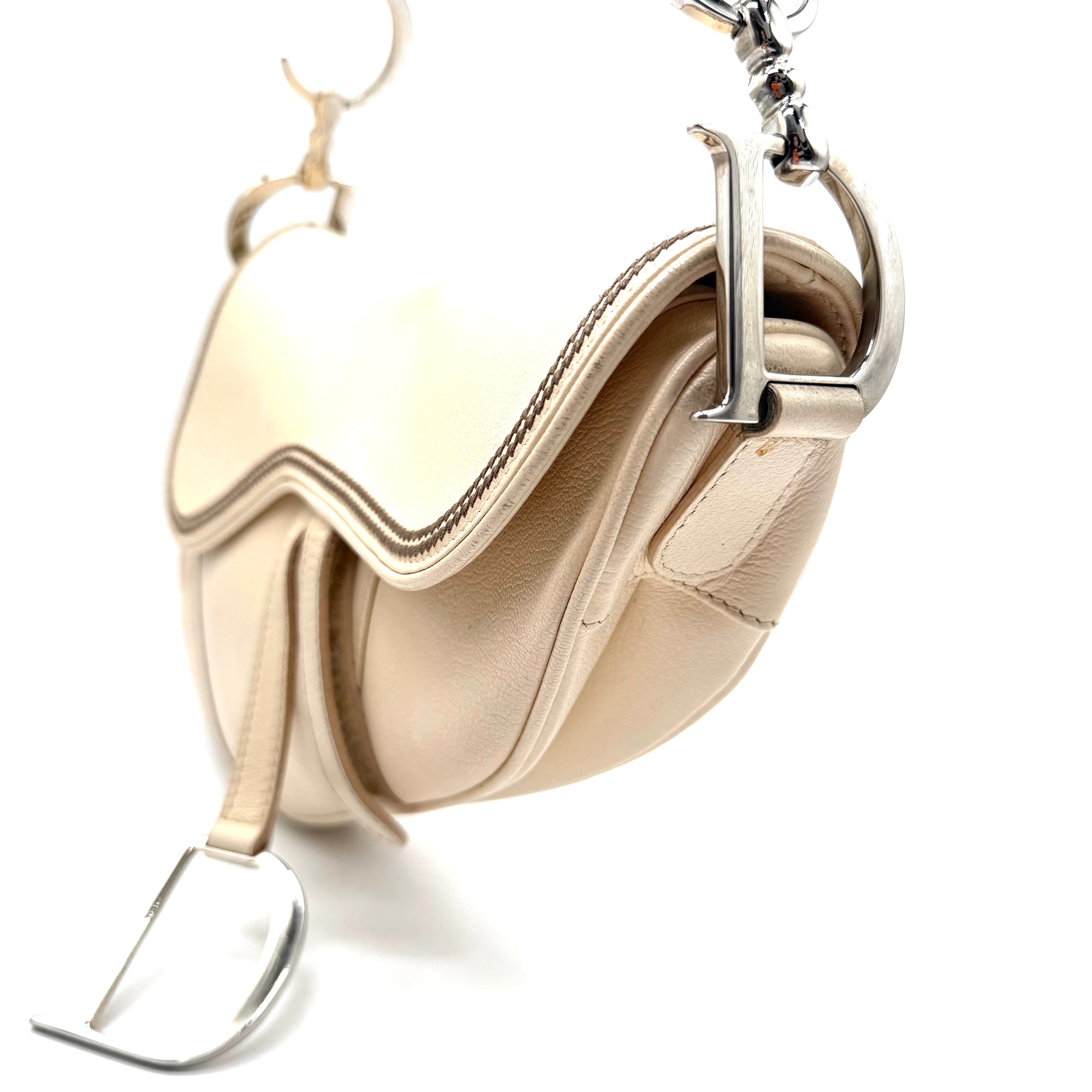 Dior | Saddle Shoulder Bag | Cream Leather | Silver-Tone Hardware