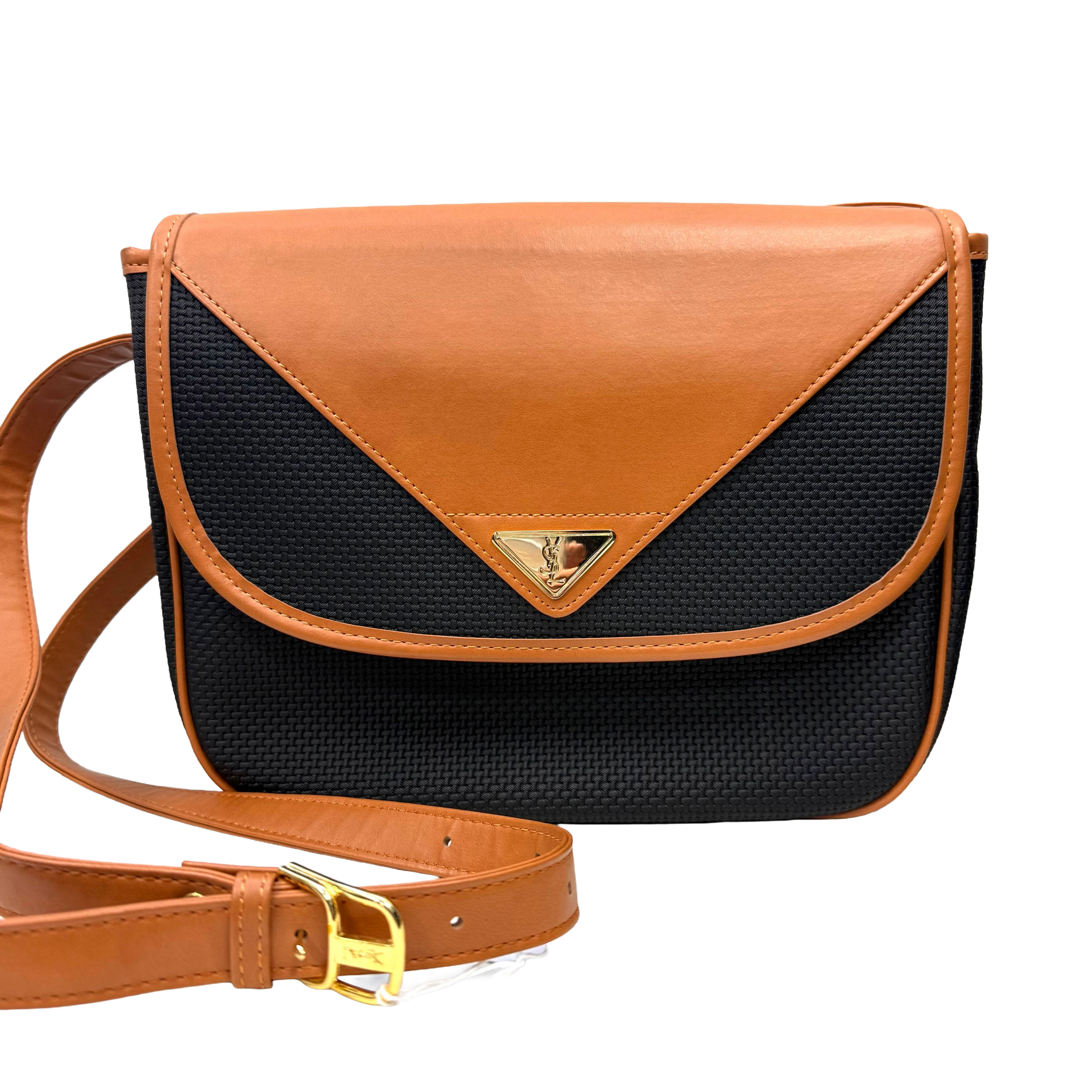 YSL | Black and Tan Leather Crossbody Bag (Pristine Condition)