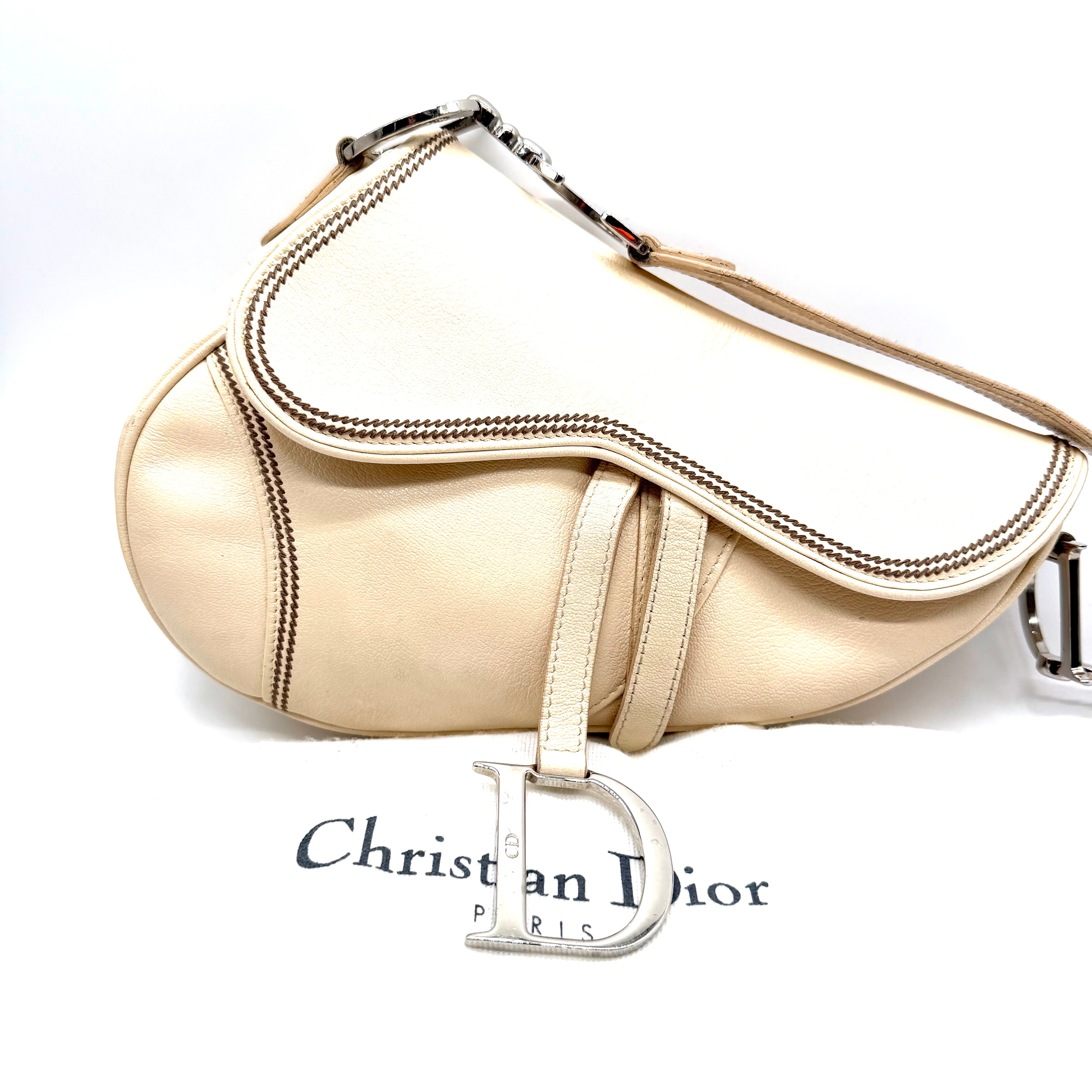 Dior | Saddle Shoulder Bag | Cream Leather | Silver-Tone Hardware