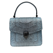 Bvlgari | Metallic Blue Serpenti Snakehead Clasp Top Handle Crossbody Bag (Pristine Condition)