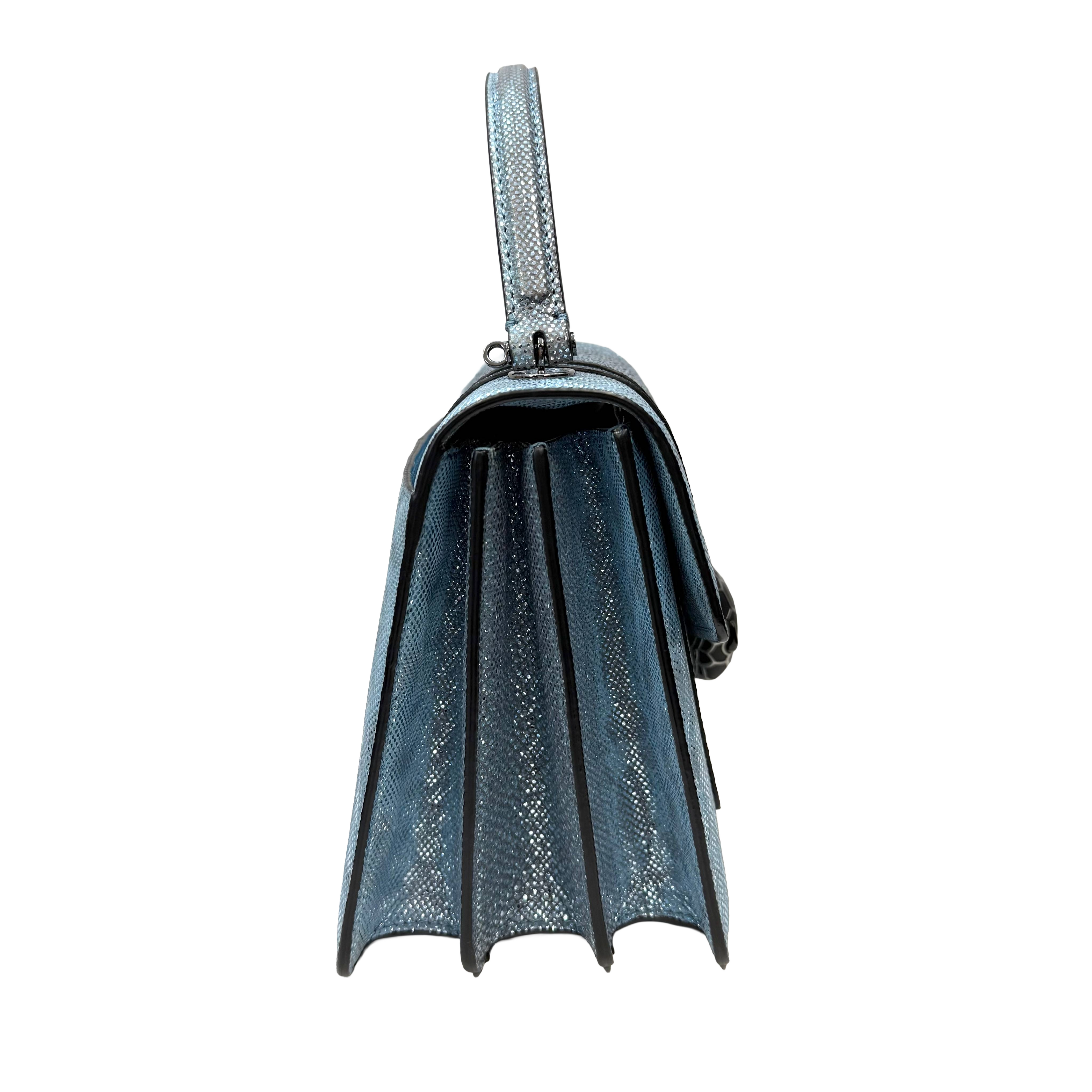 Bvlgari | Metallic Blue Serpenti Snakehead Clasp Top Handle Crossbody Bag (Pristine Condition)
