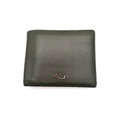 Dior | CD Icon Bifold Wallet with Coin Pocket | Khaki Grained Leather | Silver-Tone Hardware