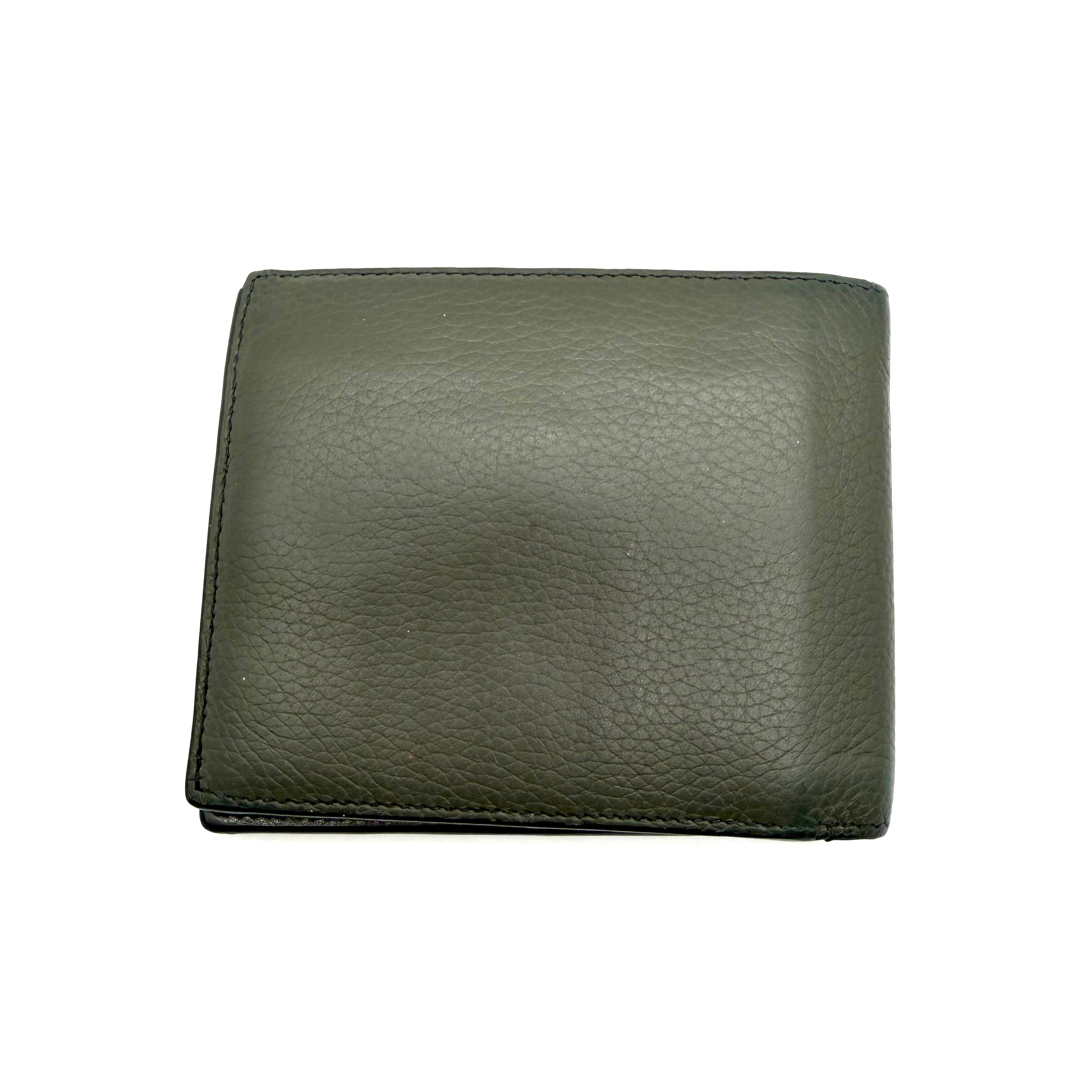 Dior | CD Icon Bifold Wallet with Coin Pocket | Khaki Grained Leather | Silver-Tone Hardware