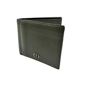 Dior | CD Icon Bifold Wallet with Coin Pocket | Khaki Grained Leather | Silver-Tone Hardware