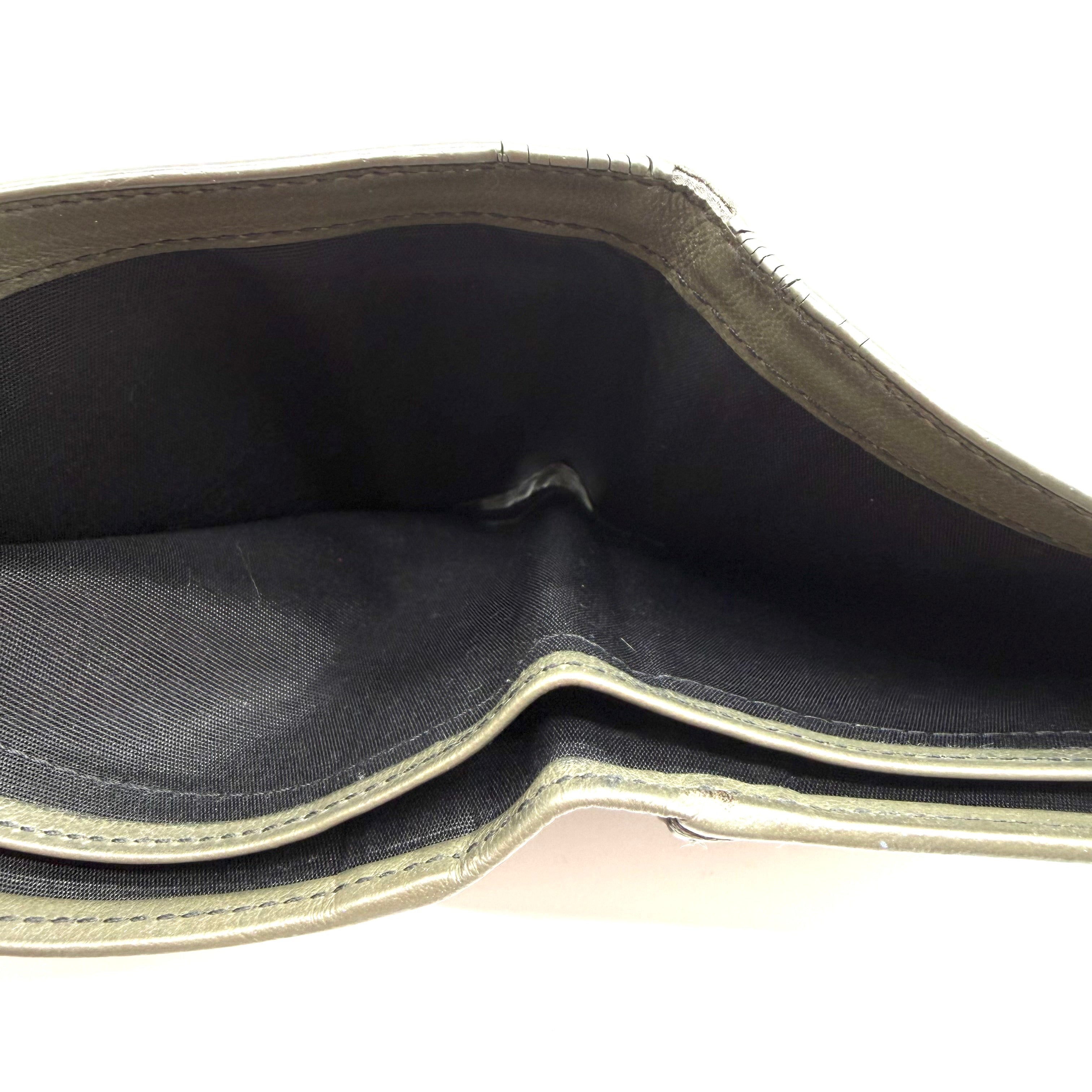 Dior | CD Icon Bifold Wallet with Coin Pocket | Khaki Grained Leather | Silver-Tone Hardware