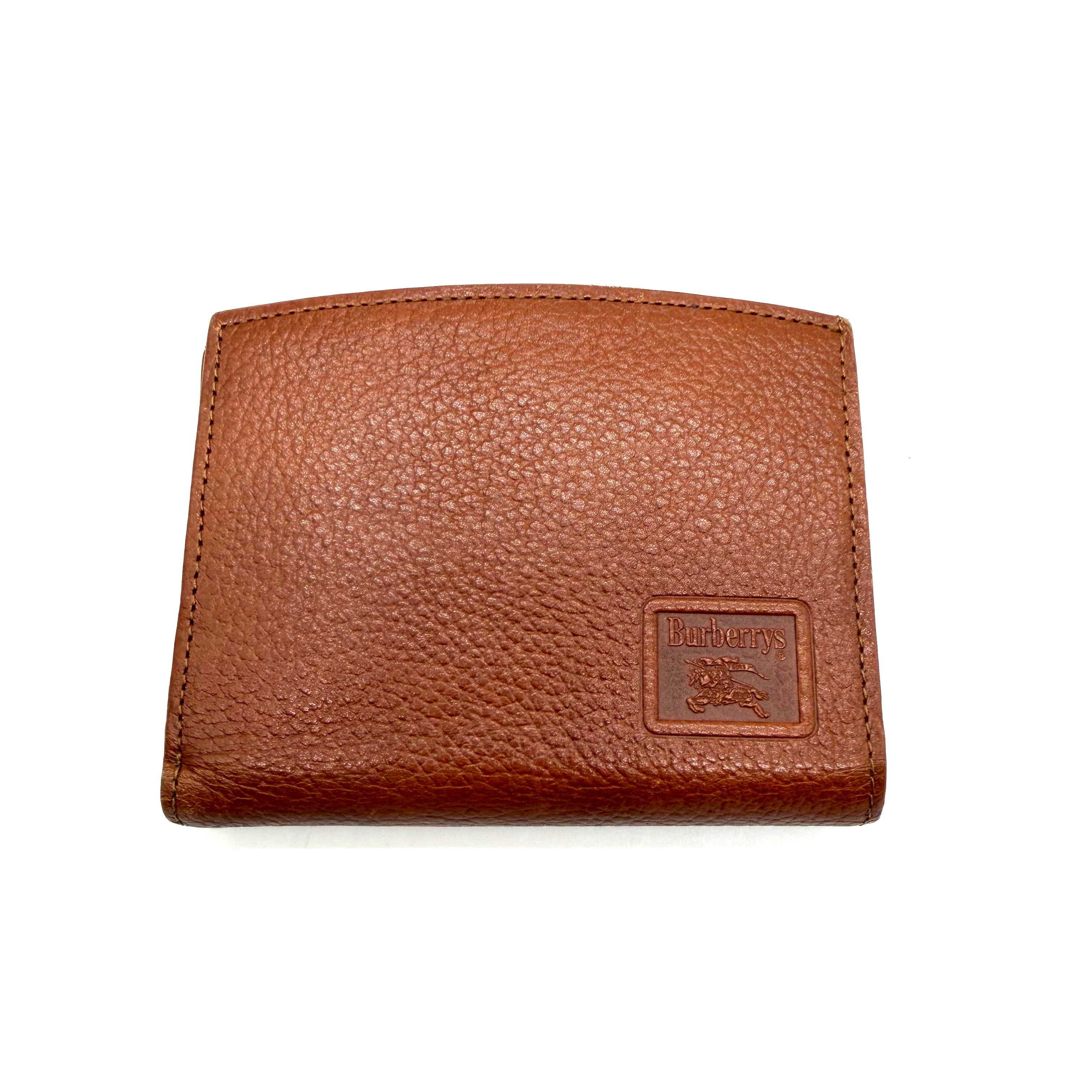 Burberrys | Vintage Bifold Wallet with Coin Purse | Brown Grained Leather | Gold-Tone Hardware
