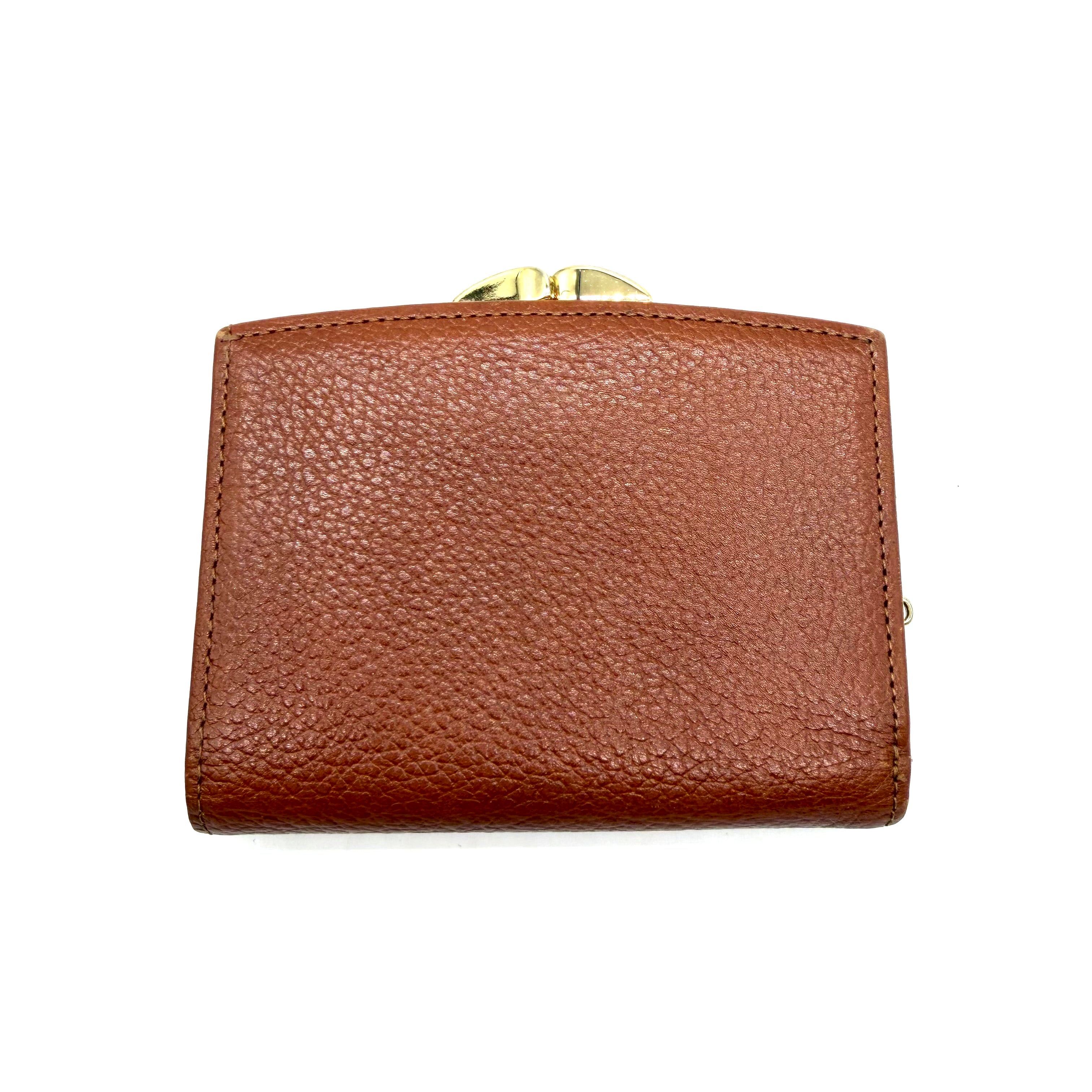 Burberrys | Vintage Bifold Wallet with Coin Purse | Brown Grained Leather | Gold-Tone Hardware