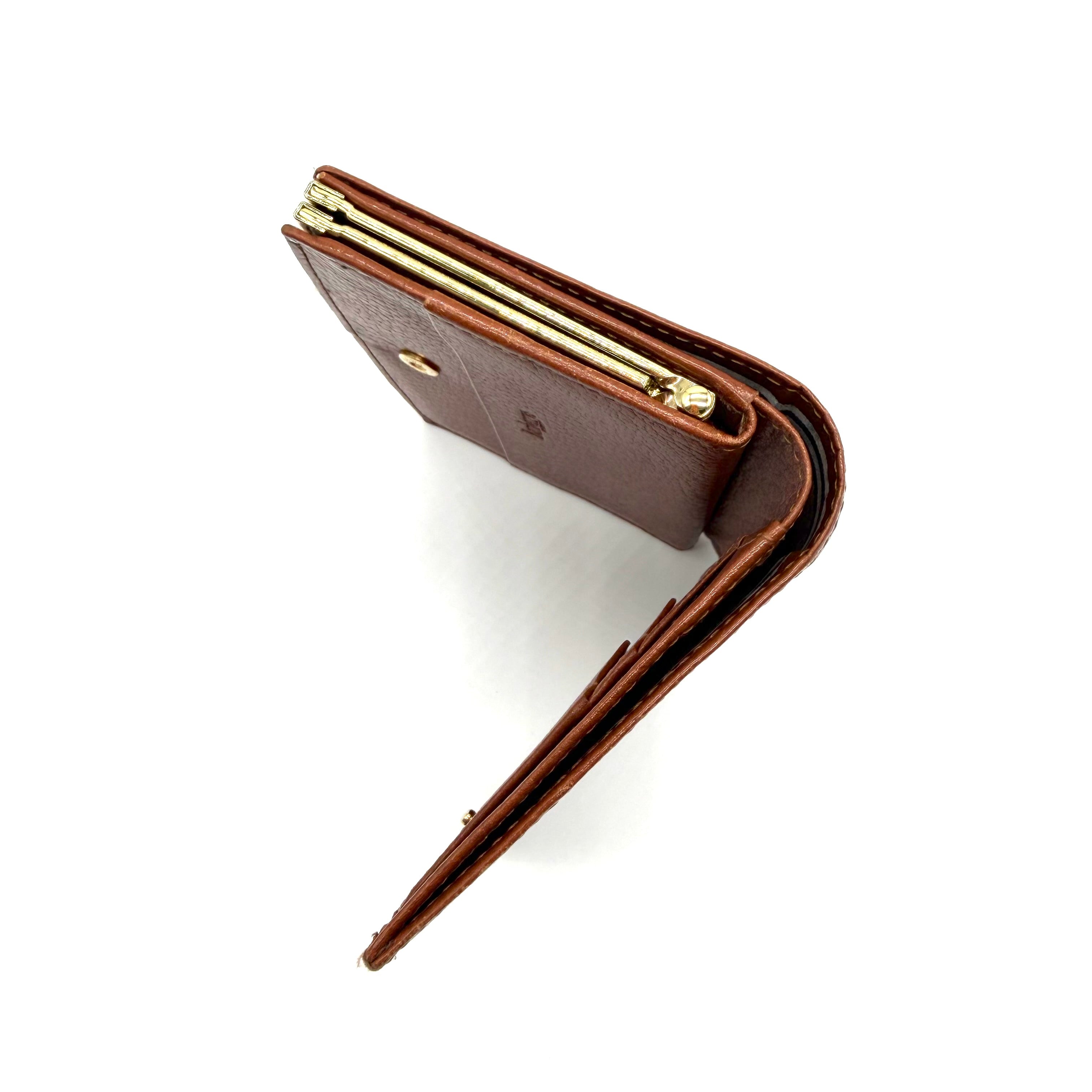Burberrys | Vintage Bifold Wallet with Coin Purse | Brown Grained Leather | Gold-Tone Hardware