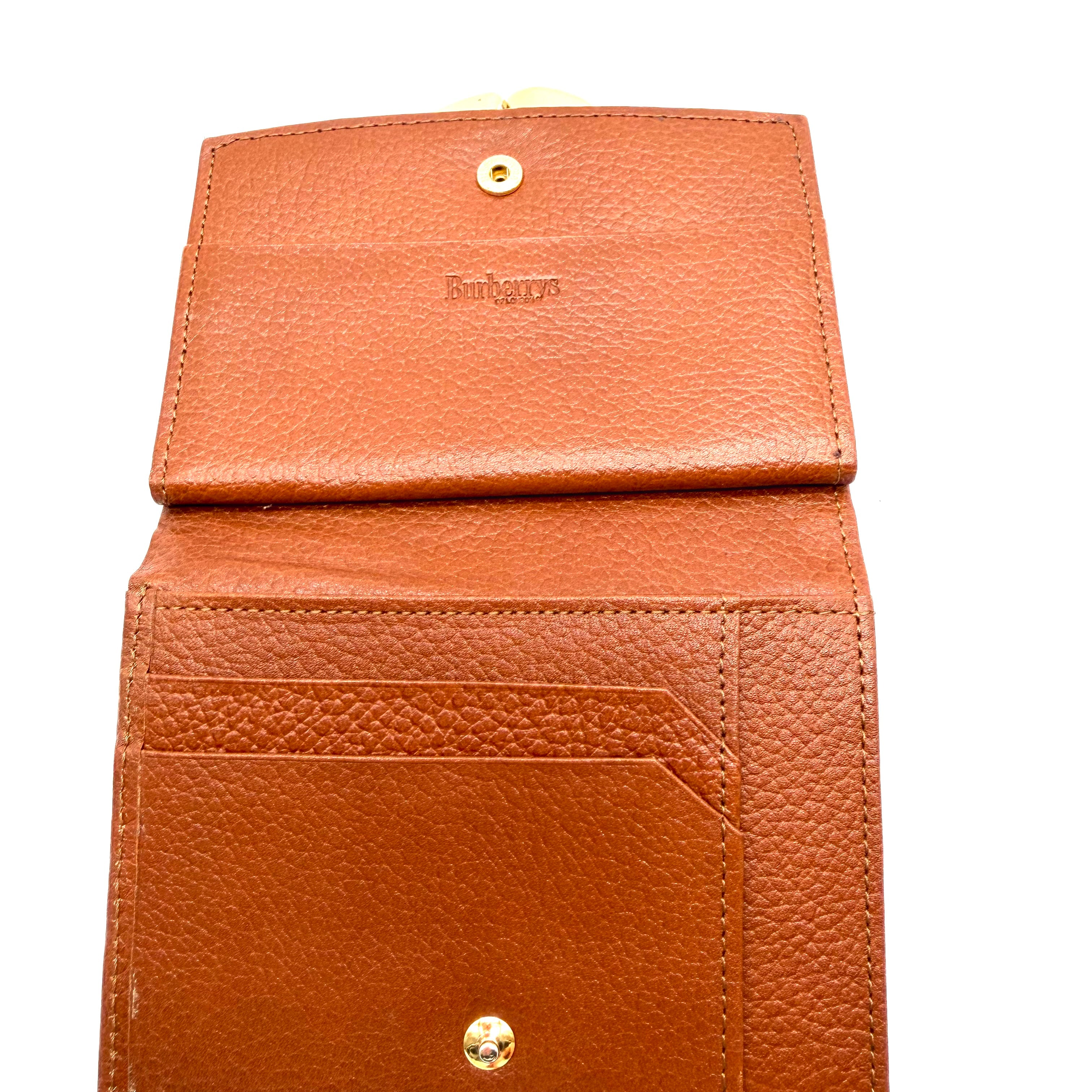 Burberrys | Vintage Bifold Wallet with Coin Purse | Brown Grained Leather | Gold-Tone Hardware