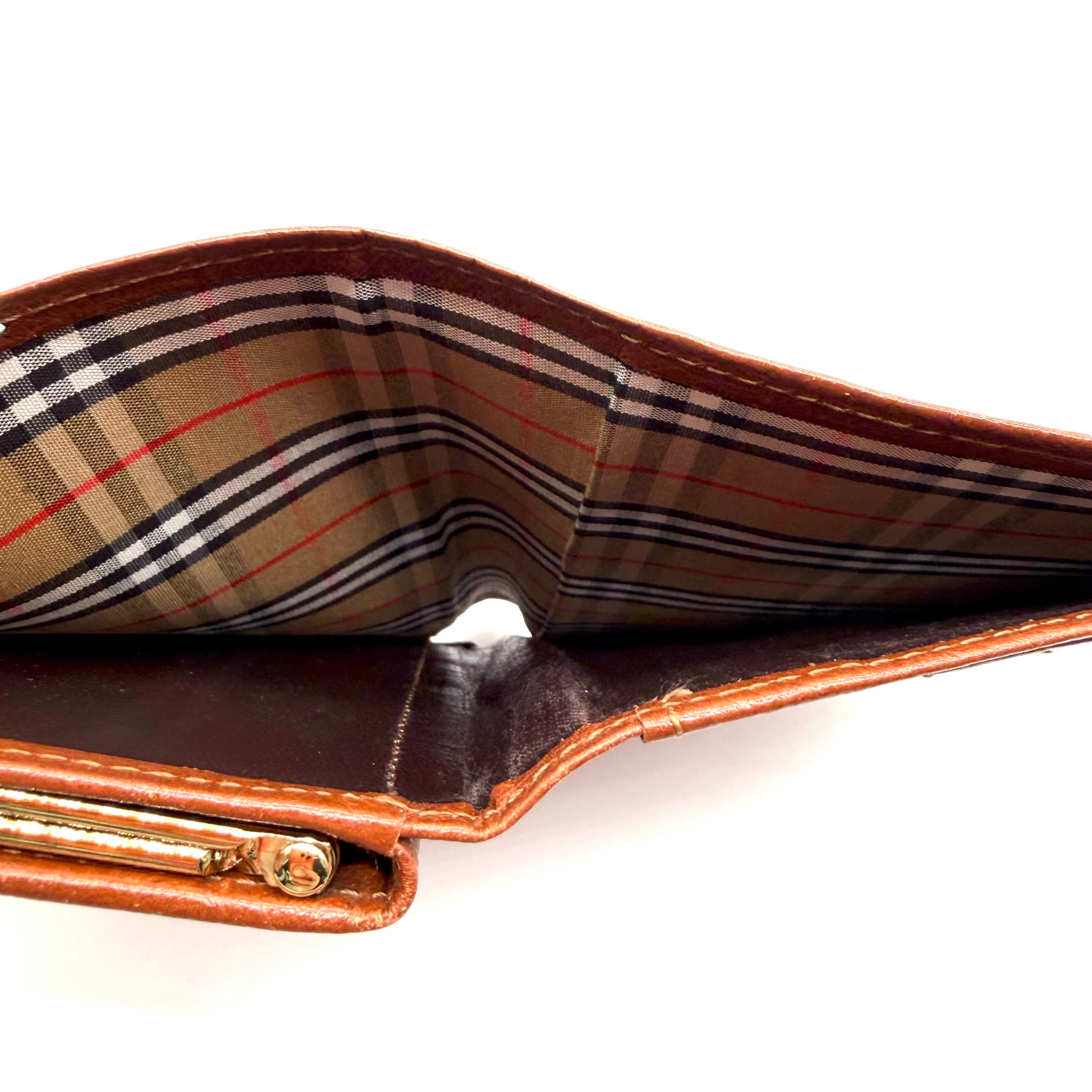 Burberrys | Vintage Bifold Wallet with Coin Purse | Brown Grained Leather | Gold-Tone Hardware