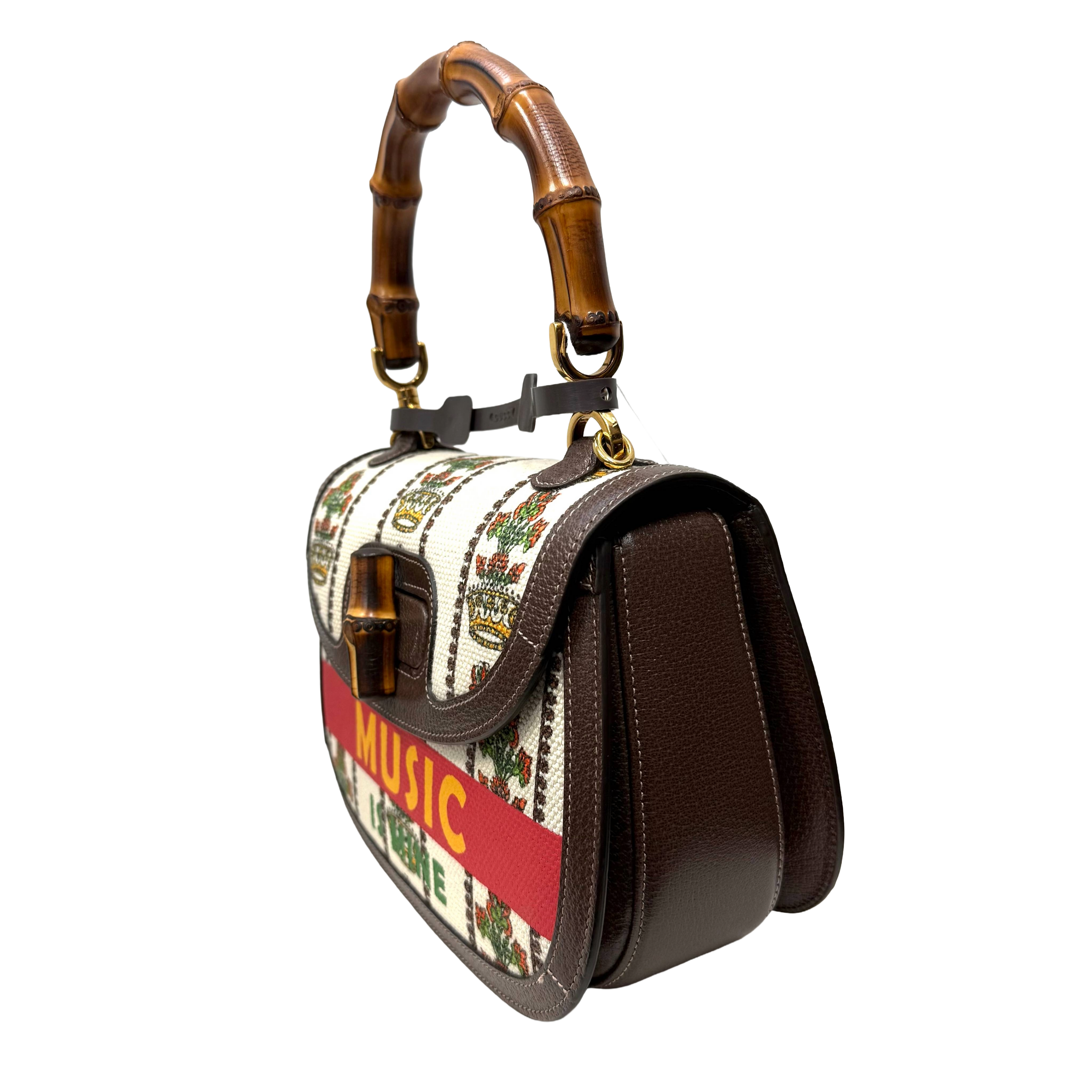 Gucci | Bamboo Handle Embroidered Canvas Top Handle Bag – Centennial Edition (Pristine Condition)