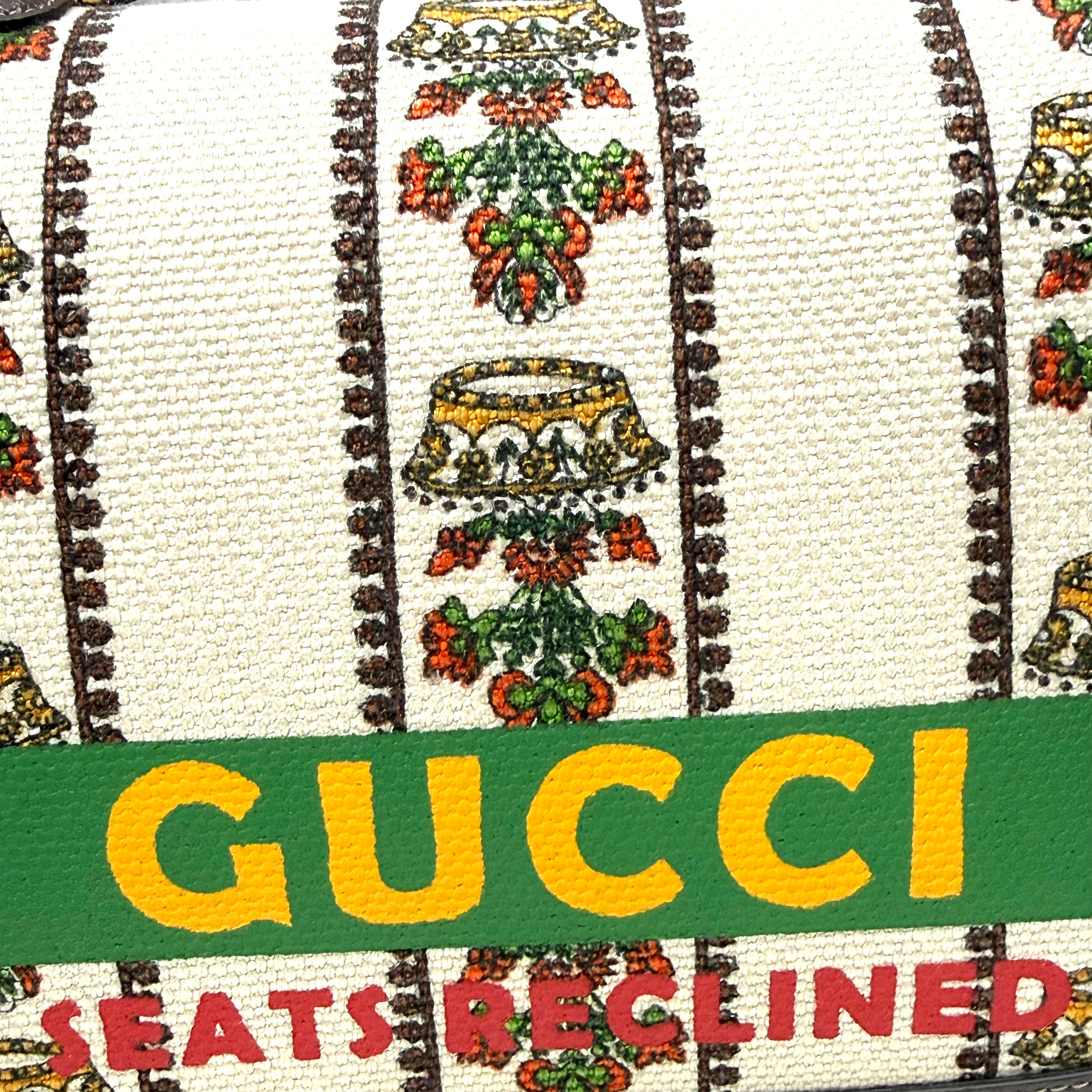 Gucci | Bamboo Handle Embroidered Canvas Top Handle Bag – Centennial Edition (Pristine Condition)