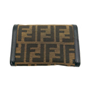 Fendi | Zucca Compact Trifold Wallet | Brown FF Jacquard and Black Leather | Gold-Tone Hardware