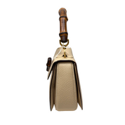 Gucci | Beige Pebbled Leather Bamboo Top Handle Satchel (Excellent Condition)