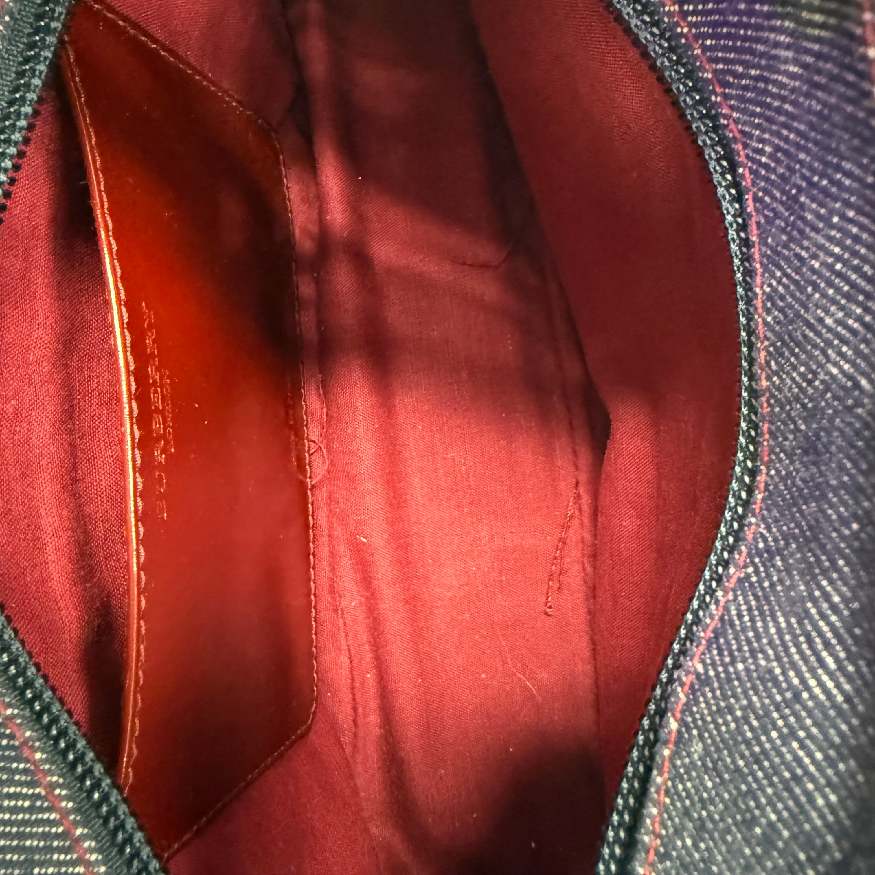 Burberry | Vintage Check Canvas Tote Bag with Denim Pocket (Excellent Condition)