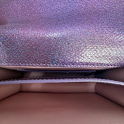 Iridescent Purple Serpenti-Style Chain Shoulder Bag – Metallic Exotic Texture Mini Evening Bag (Pristine Condition)