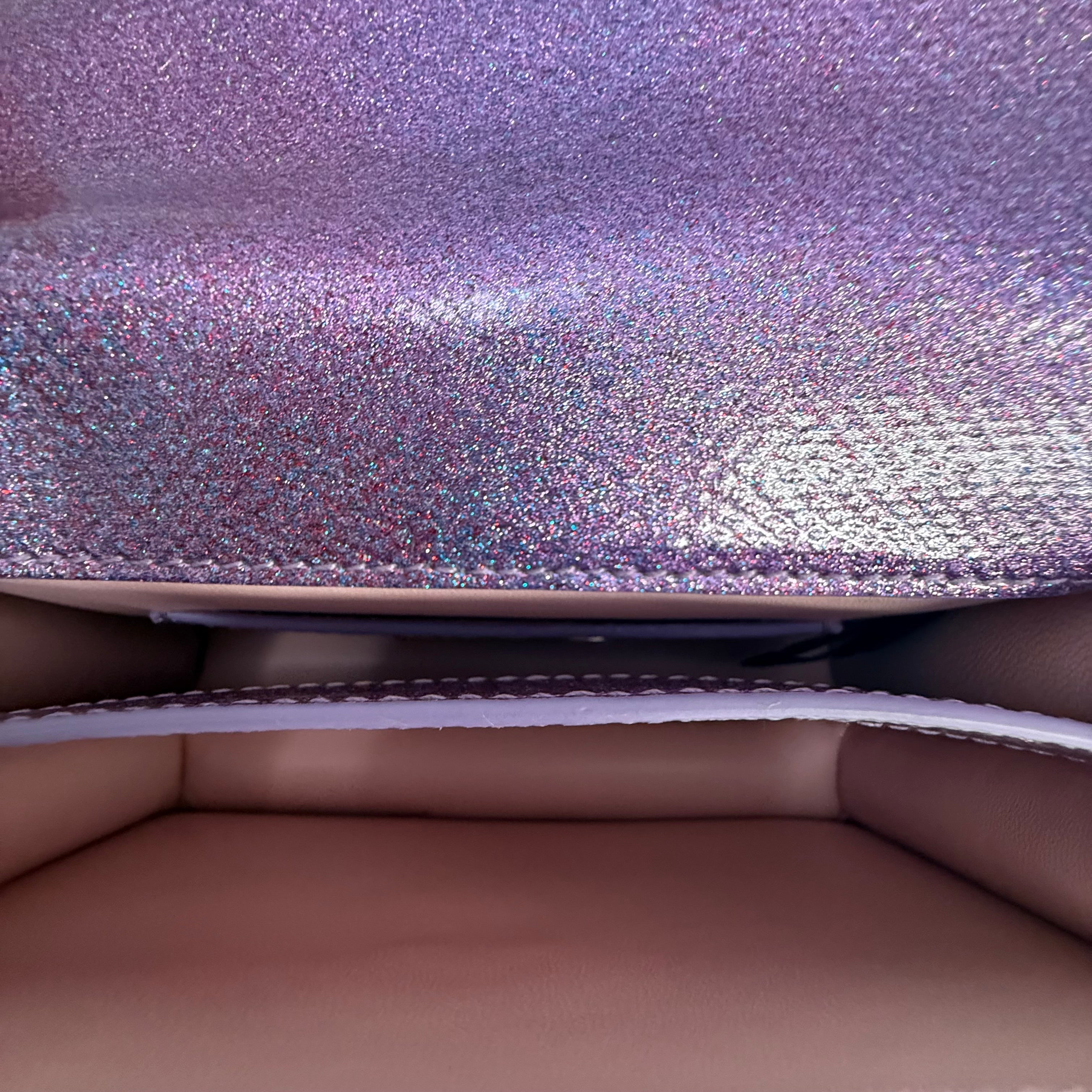 Iridescent Purple Serpenti-Style Chain Shoulder Bag – Metallic Exotic Texture Mini Evening Bag (Pristine Condition)