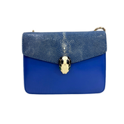 Bvlgari | Royal Blue Serpenti Chain Shoulder Bag – Exotic Textured Flap Mini Crossbody (Excellent Condition)