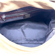 Fendi | Baguette Shoulder Bag | Brown Corduroy and Burgundy Leather | Silver-Tone FF Hardware