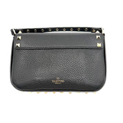 Valentino Garavani | Rockstud Crossbody Bag | Black Grained Leather | Gold-Tone Studded Hardware