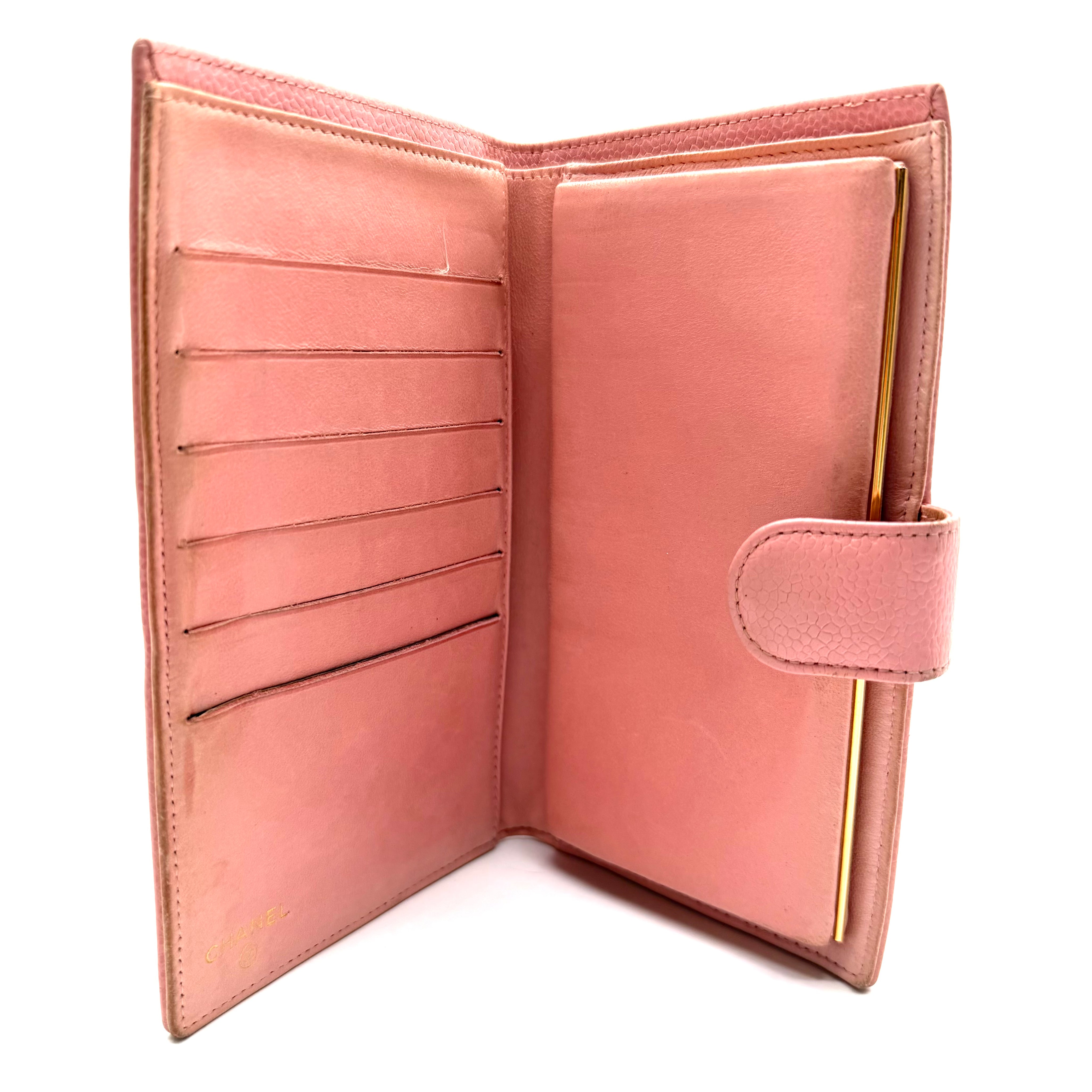 Chanel | CC Caviar Leather Long Wallet | Pink Caviar Leather | Gold-Tone Hardware