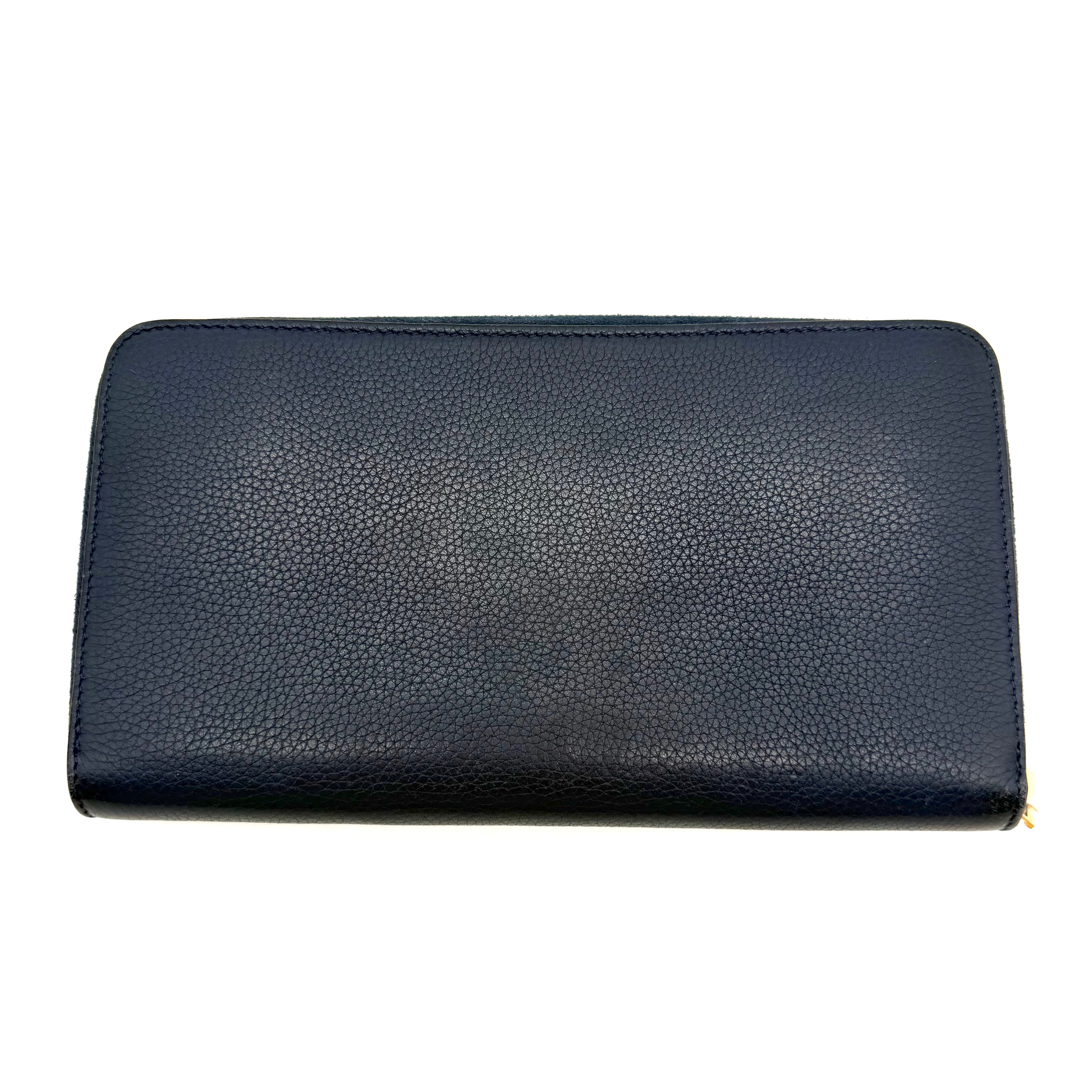 Celine | Long Zipped Wallet | Blue Leather | Gold-Tone Hardware