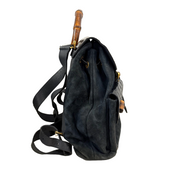 Gucci Bamboo Backpack – Black Suede & Croc-Embossed Leather (Pristine Condition)