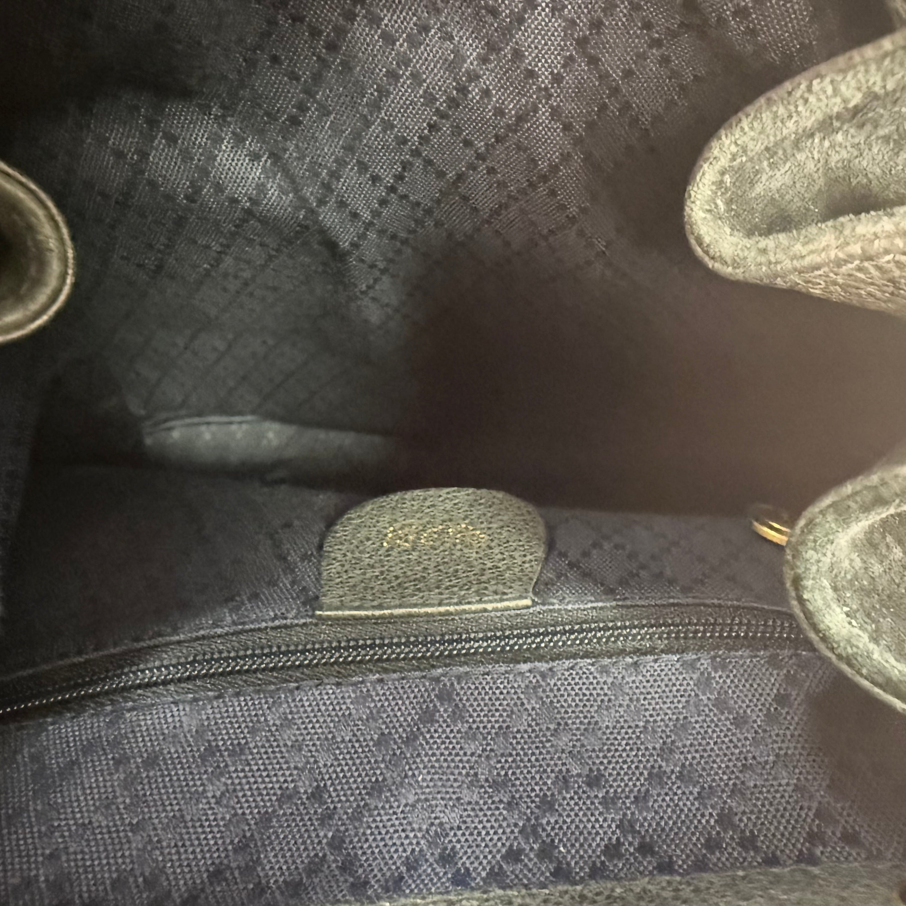 Gucci Bamboo Backpack – Black Suede & Croc-Embossed Leather (Pristine Condition)