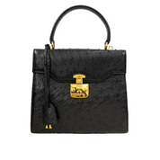 Gucci | Black Ostrich Leather Top Handle Bag (Pristine Condition)