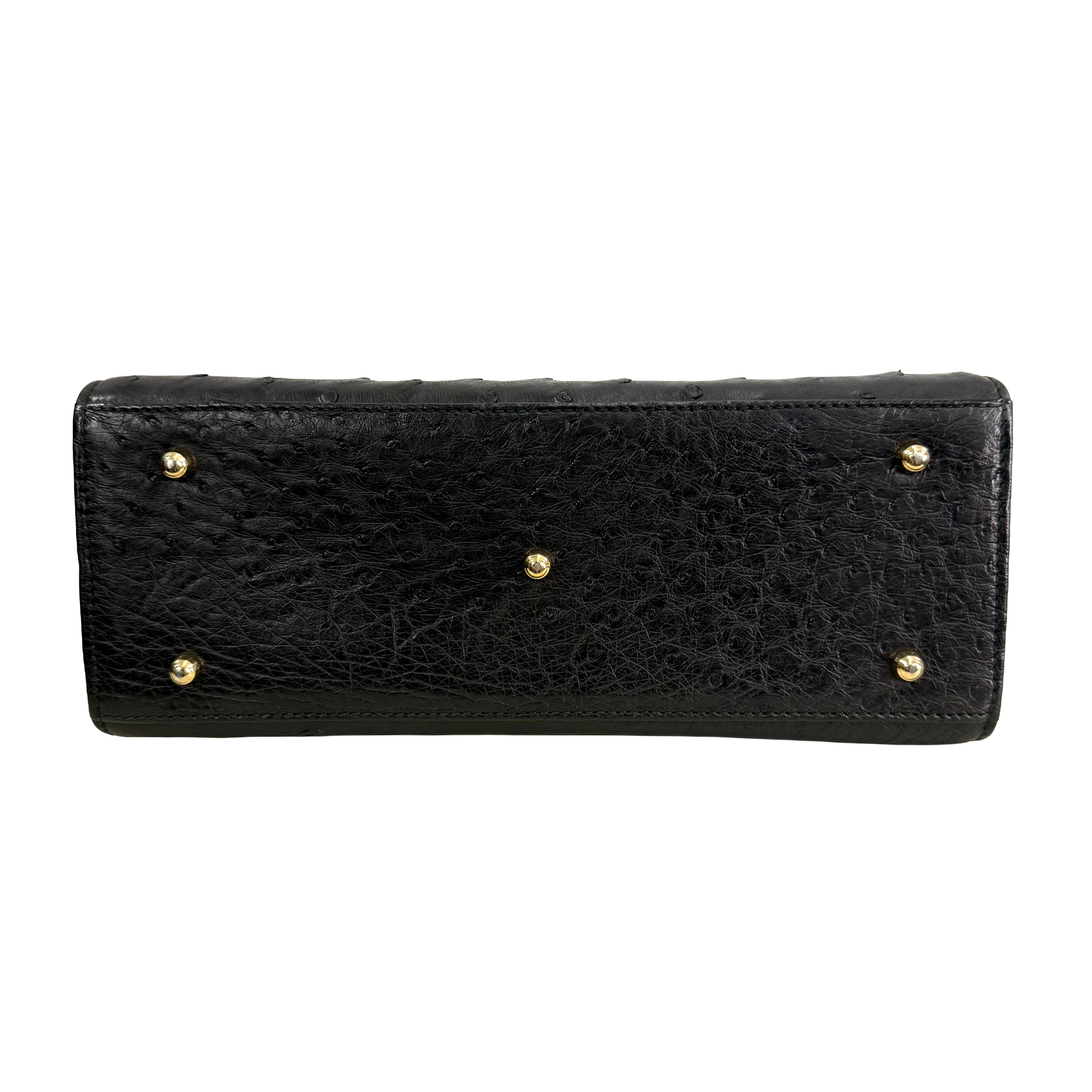 Gucci | Black Ostrich Leather Top Handle Bag (Pristine Condition)