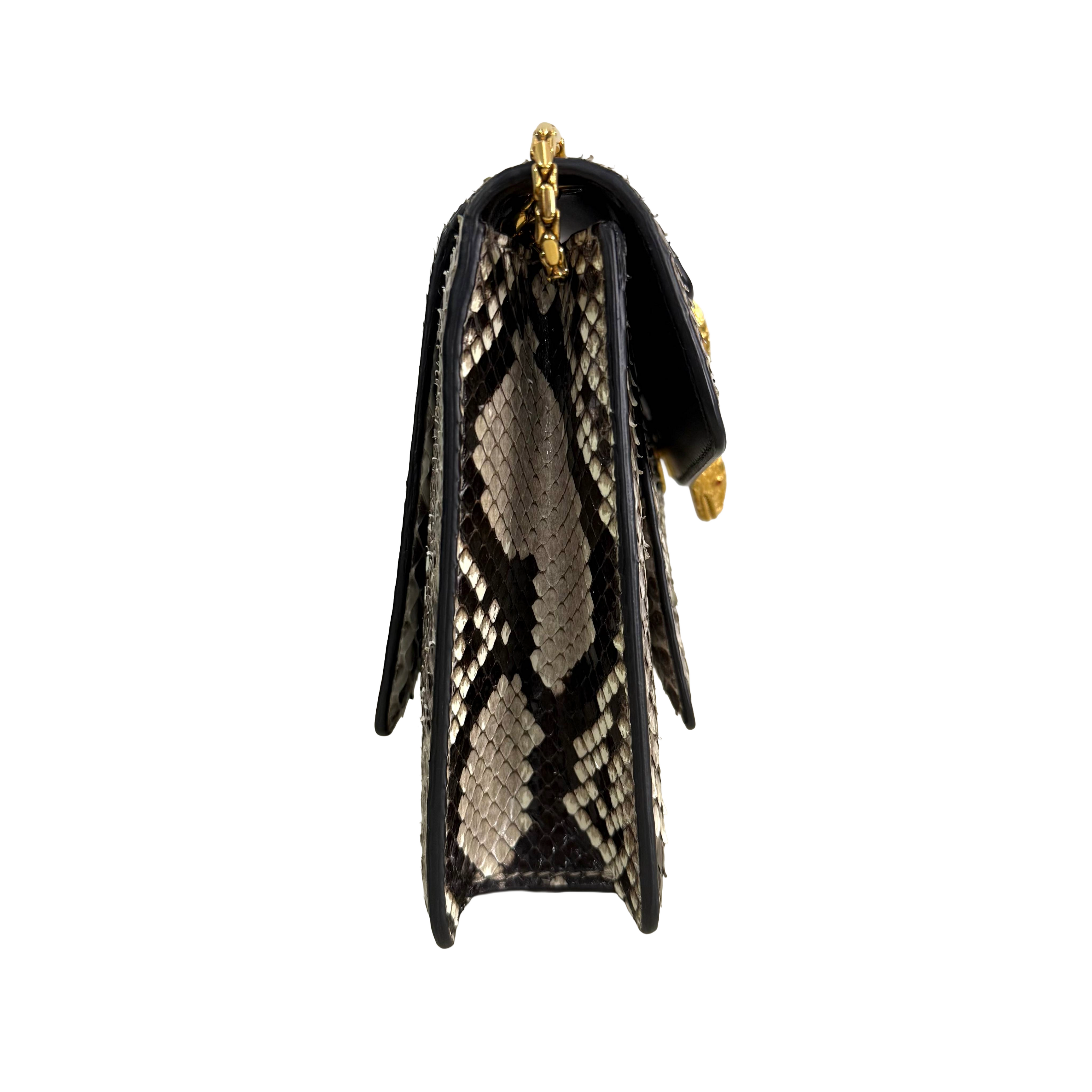 Bvlgari | Python Leather Chain Shoulder Bag – Gold & Natural Tones (Pristine Condition)