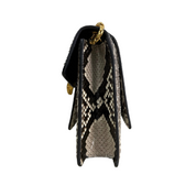 Bvlgari | Python Leather Chain Shoulder Bag – Gold & Natural Tones (Pristine Condition)