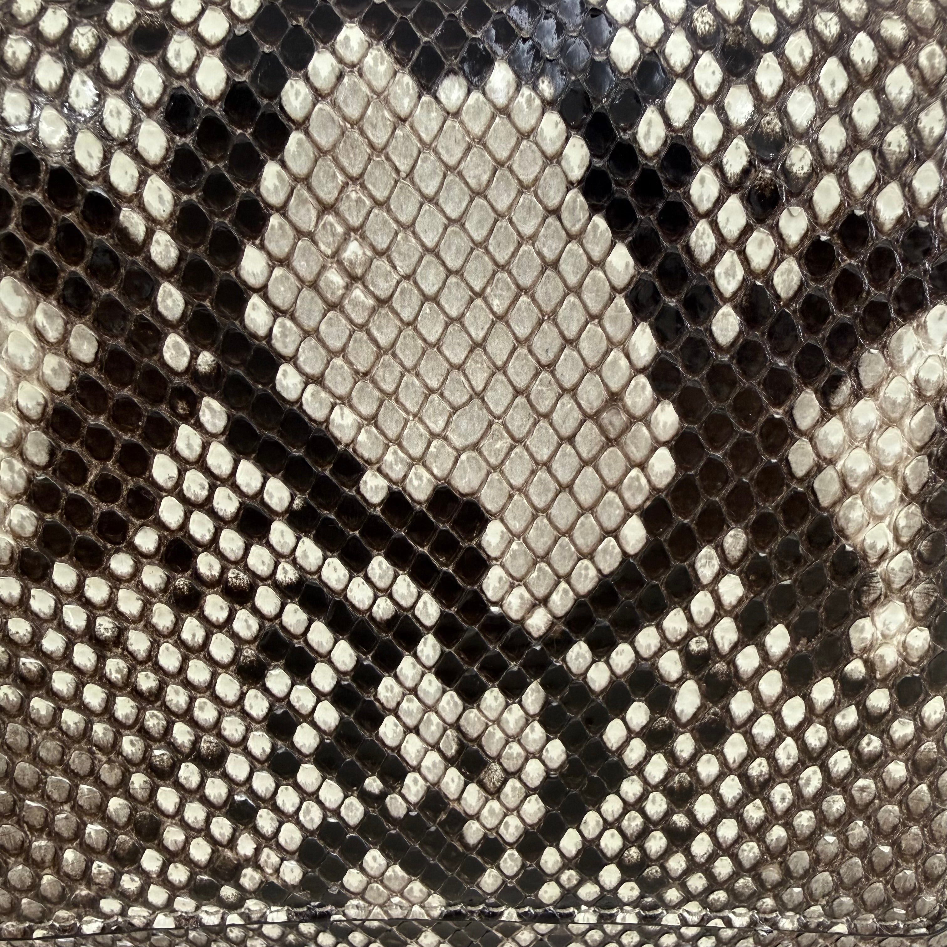 Bvlgari | Python Leather Chain Shoulder Bag – Gold & Natural Tones (Pristine Condition)