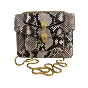Bvlgari | Python Leather Chain Shoulder Bag – Gold & Natural Tones (Pristine Condition)
