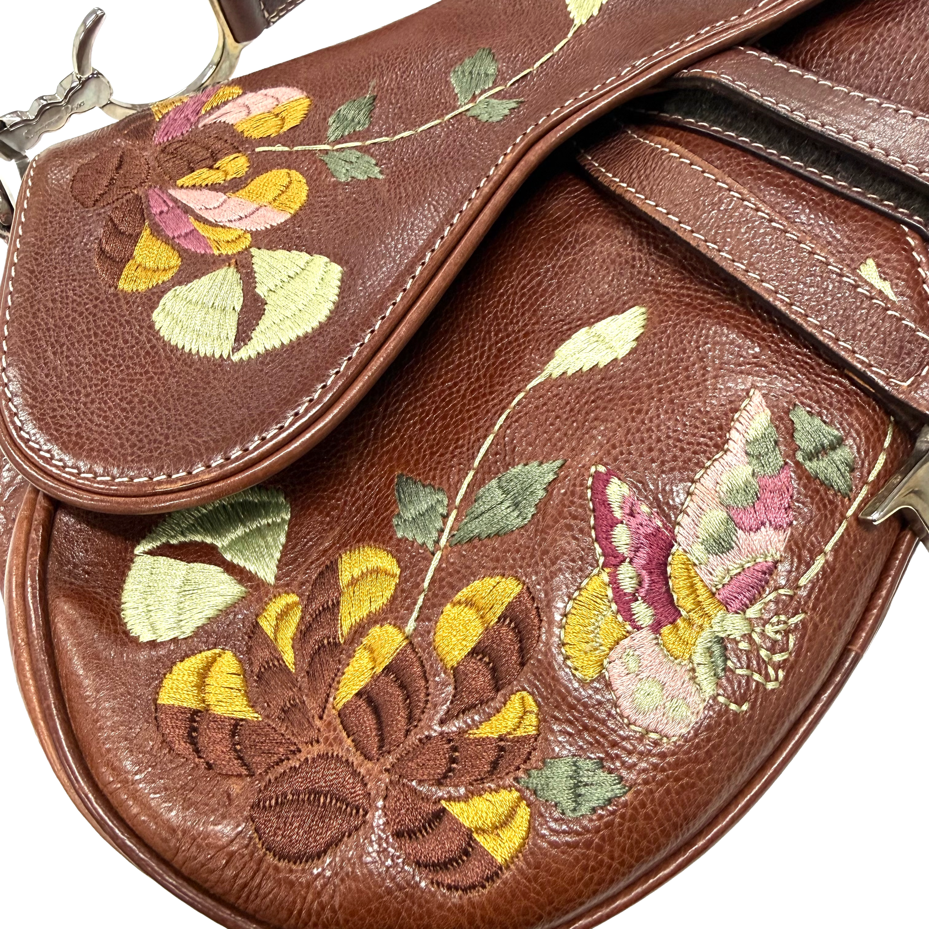 Dior | Embroidered Saddle Bag – Brown Leather (Pristine Condition)