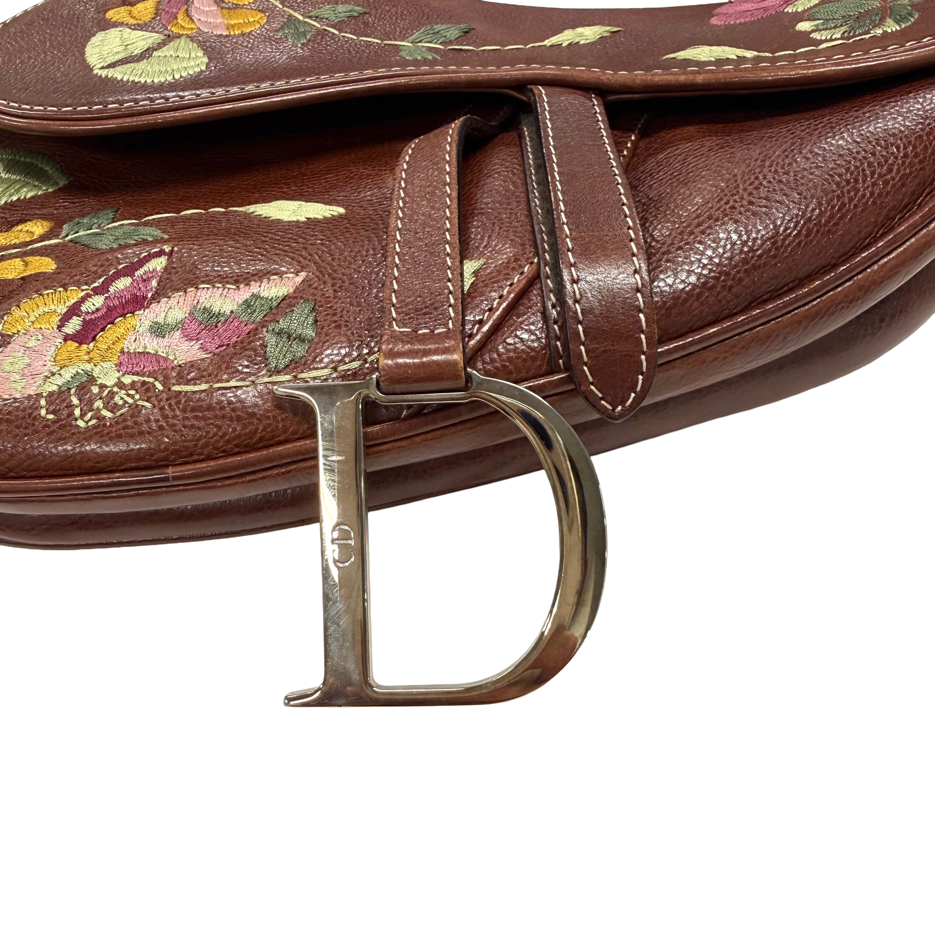 Dior | Embroidered Saddle Bag – Brown Leather (Pristine Condition)