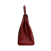 Hermès | Structured Top-Handle Bag – Red Leather & Woven Detail