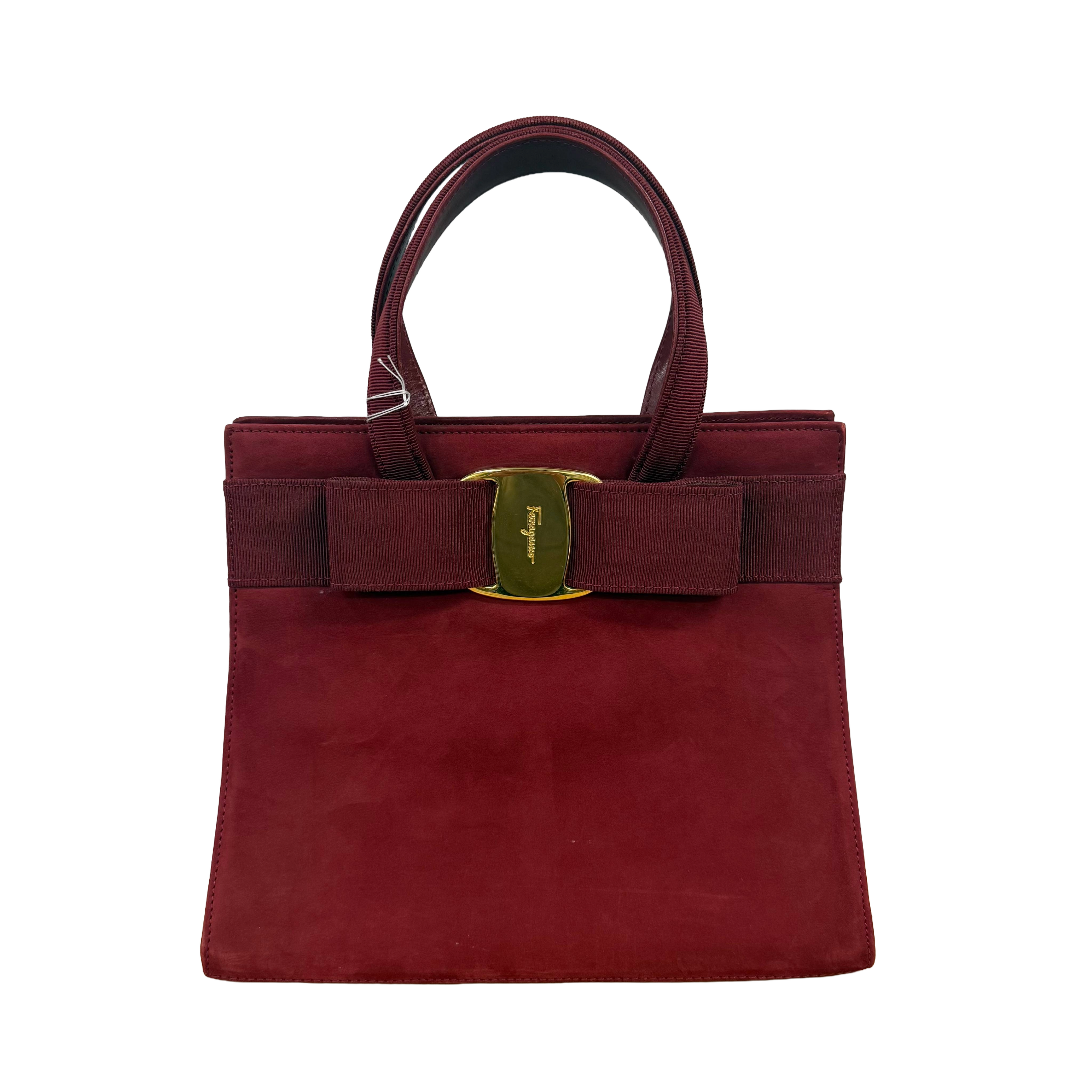 Salvatore Ferragamo | Vara Bow Top Handle Bag – Red Suede (Good Condition)