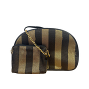 Fendi | Pequin Stripe Cosmetic Bag Set – Brown & Black (Pristine Condition)