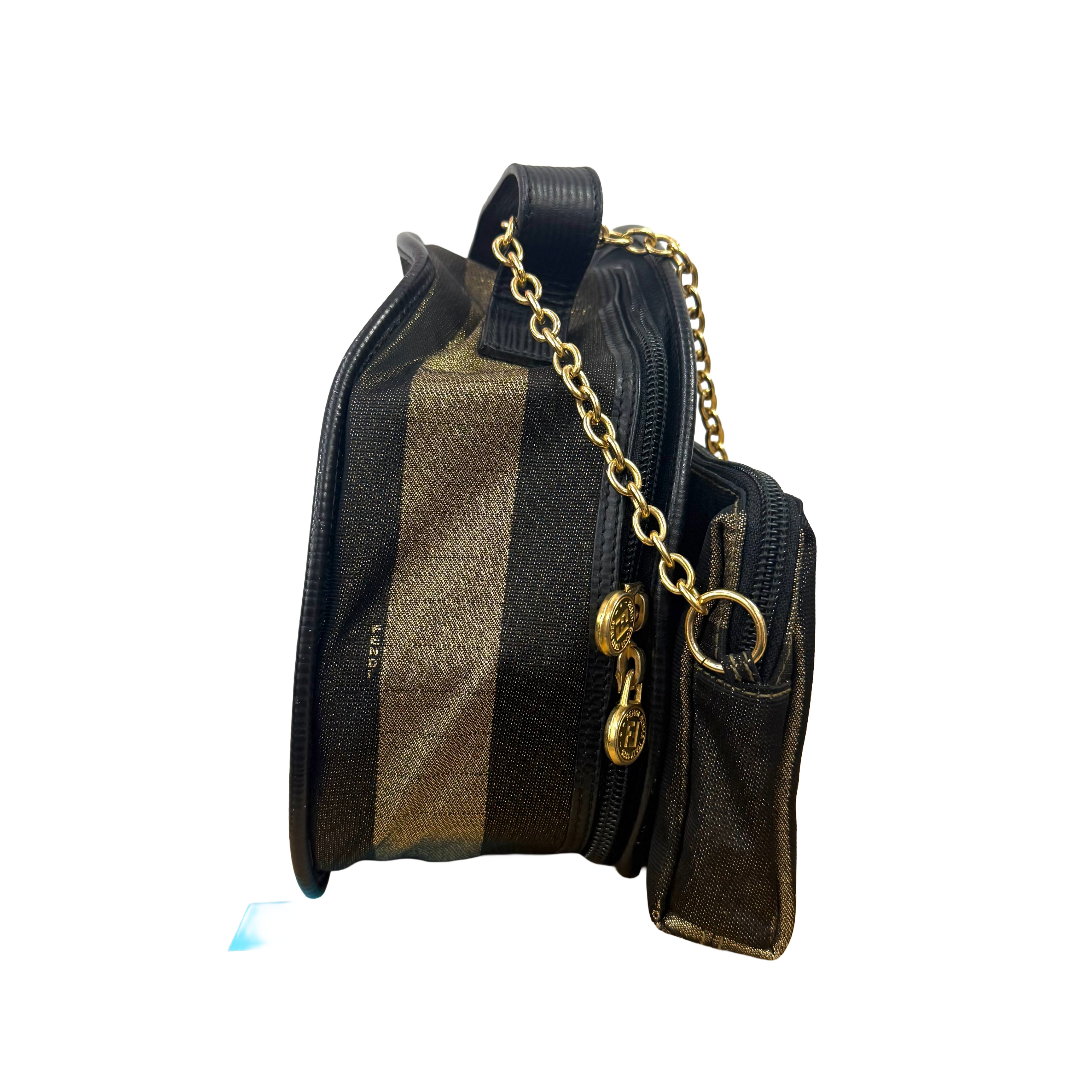 Fendi | Pequin Stripe Cosmetic Bag Set – Brown & Black (Pristine Condition)