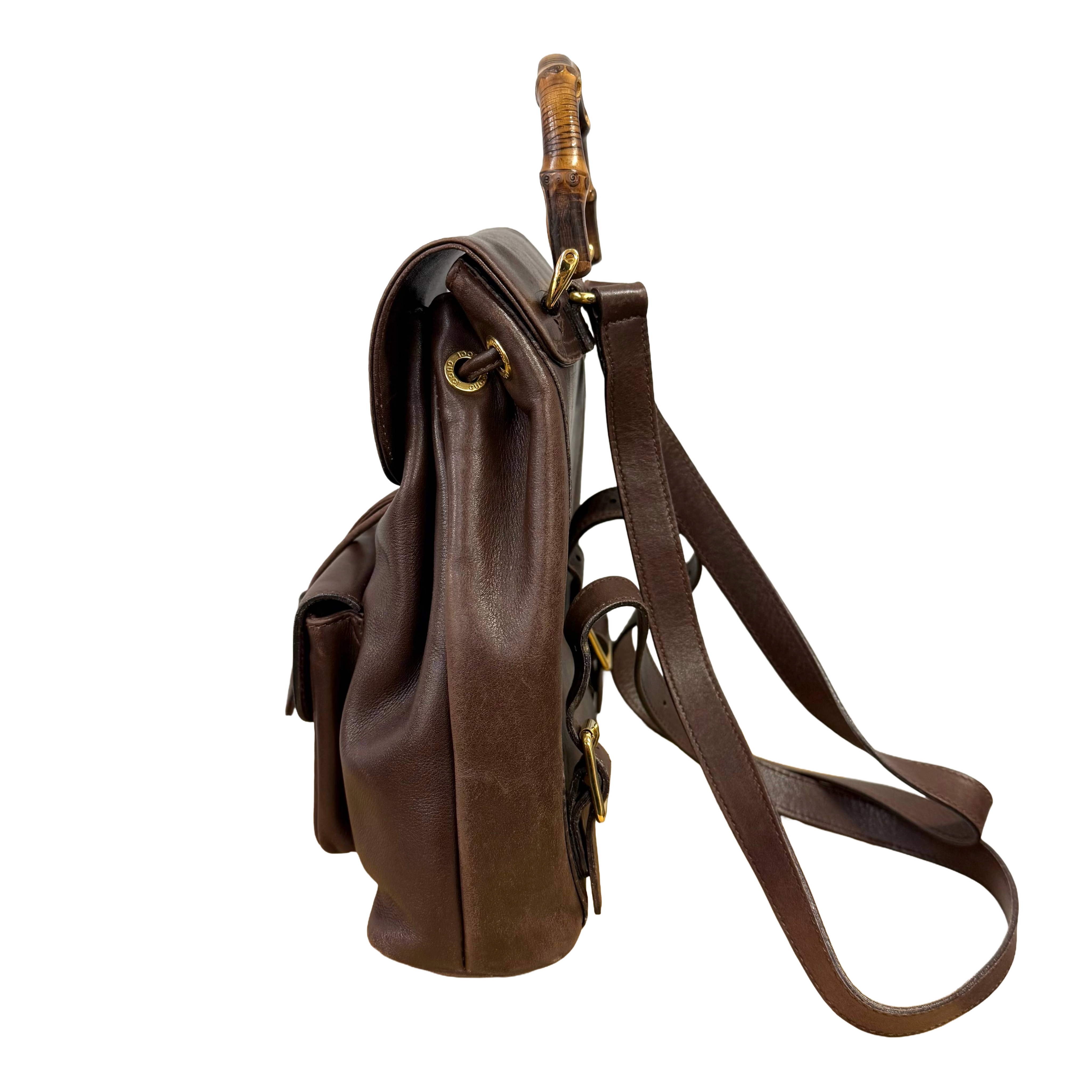 Gucci | Bamboo Leather Backpack – Brown (Excellent Condition)