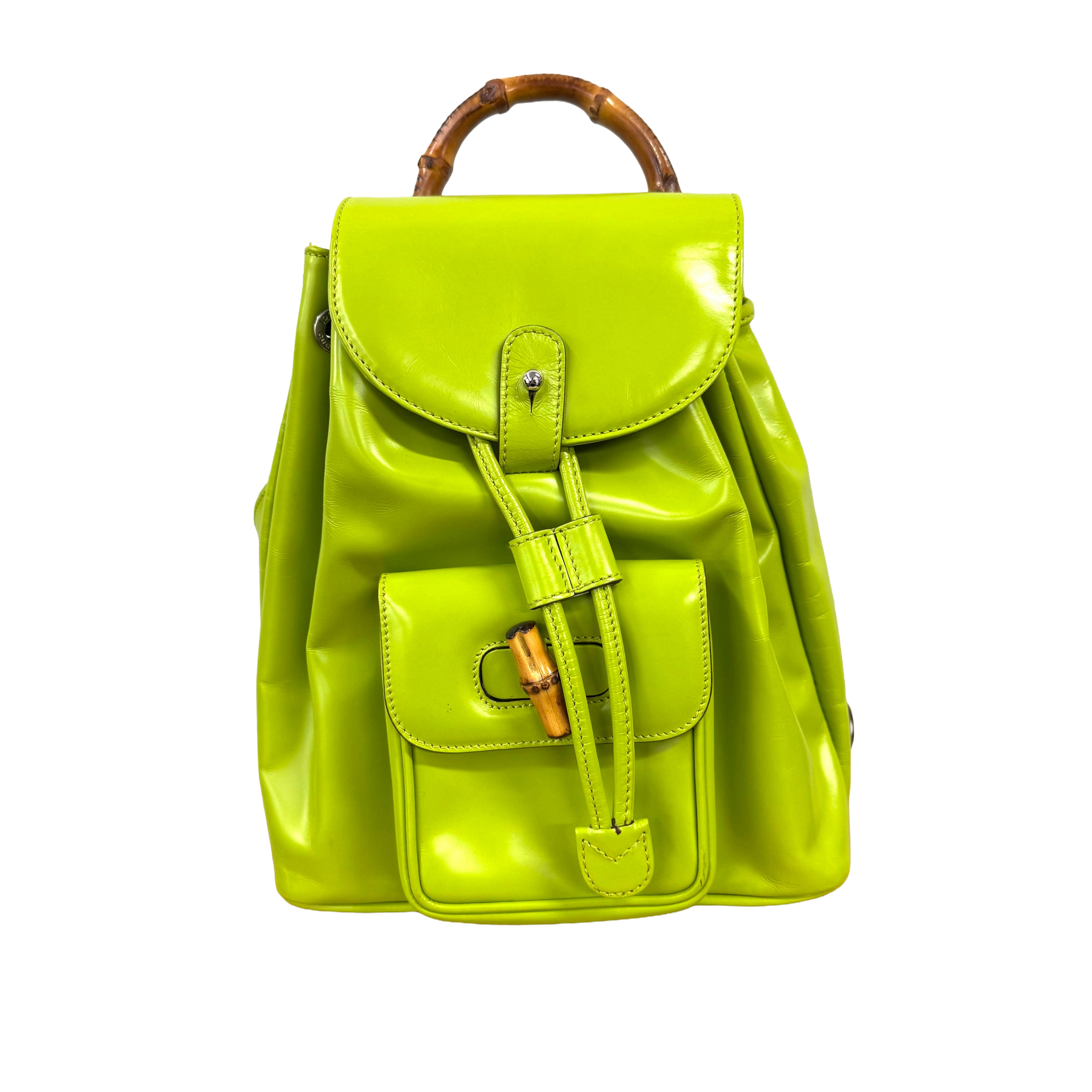 Gucci | Bamboo Leather Backpack – Green (Pristine Condition)