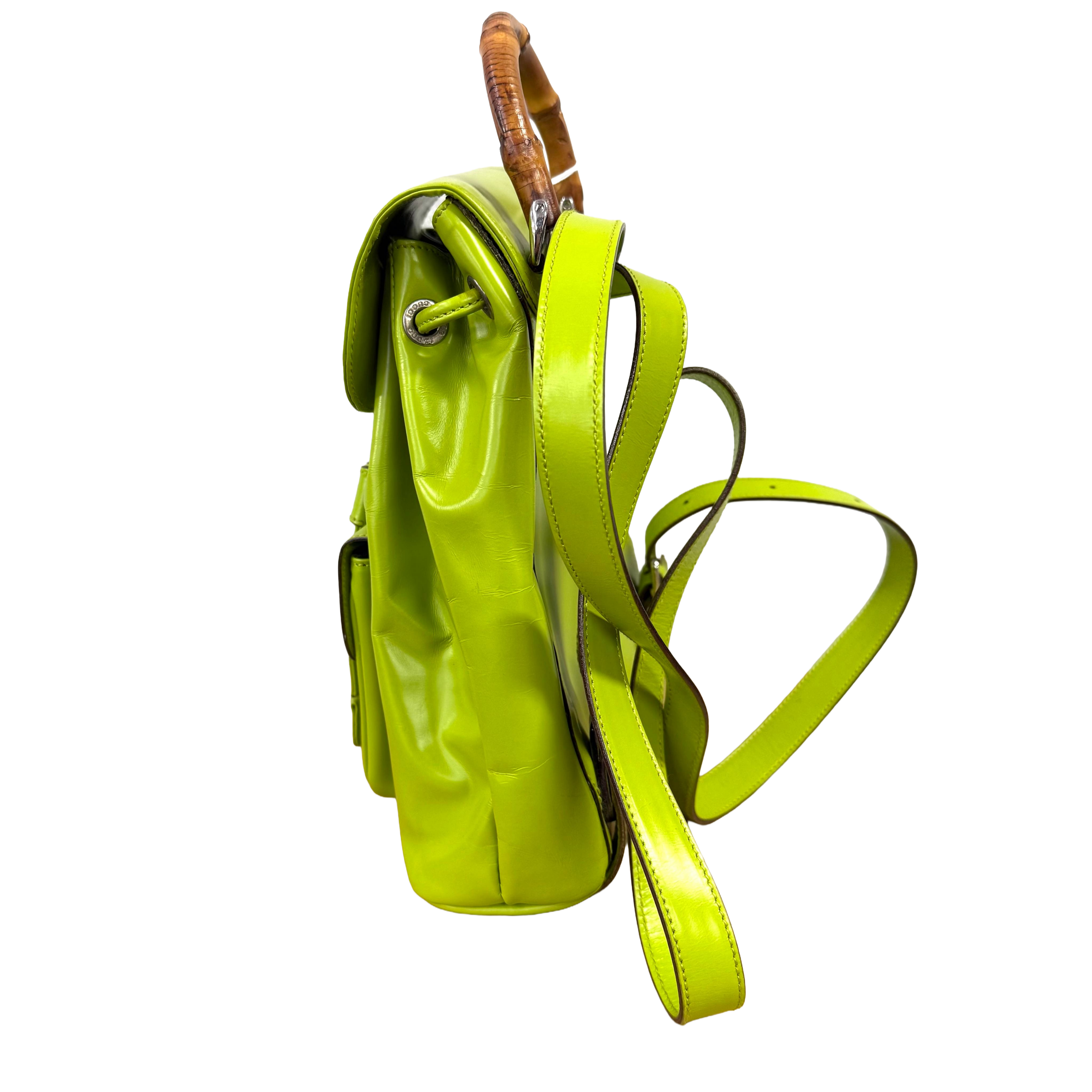 Gucci | Bamboo Leather Backpack – Green (Pristine Condition)